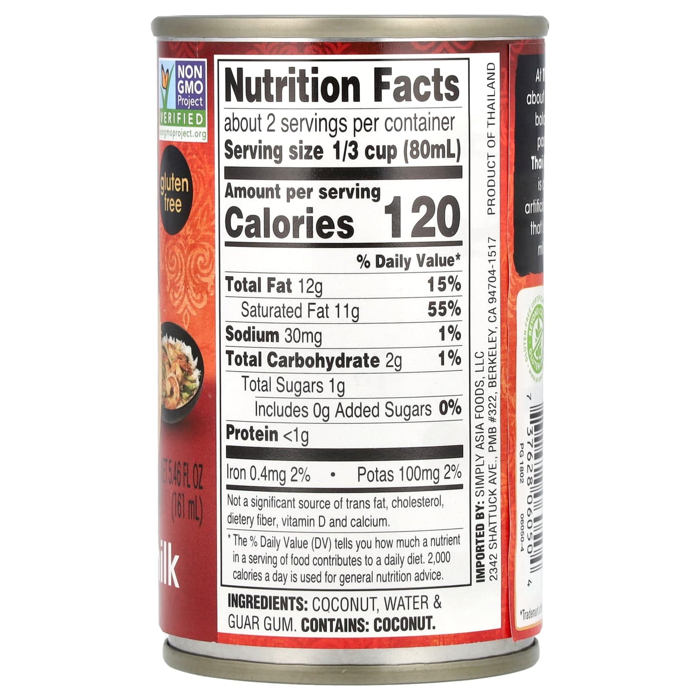 Thai Kitchen, Coconut Milk, Unsweetened, 5.46 fl oz (161 ml) - Image 2