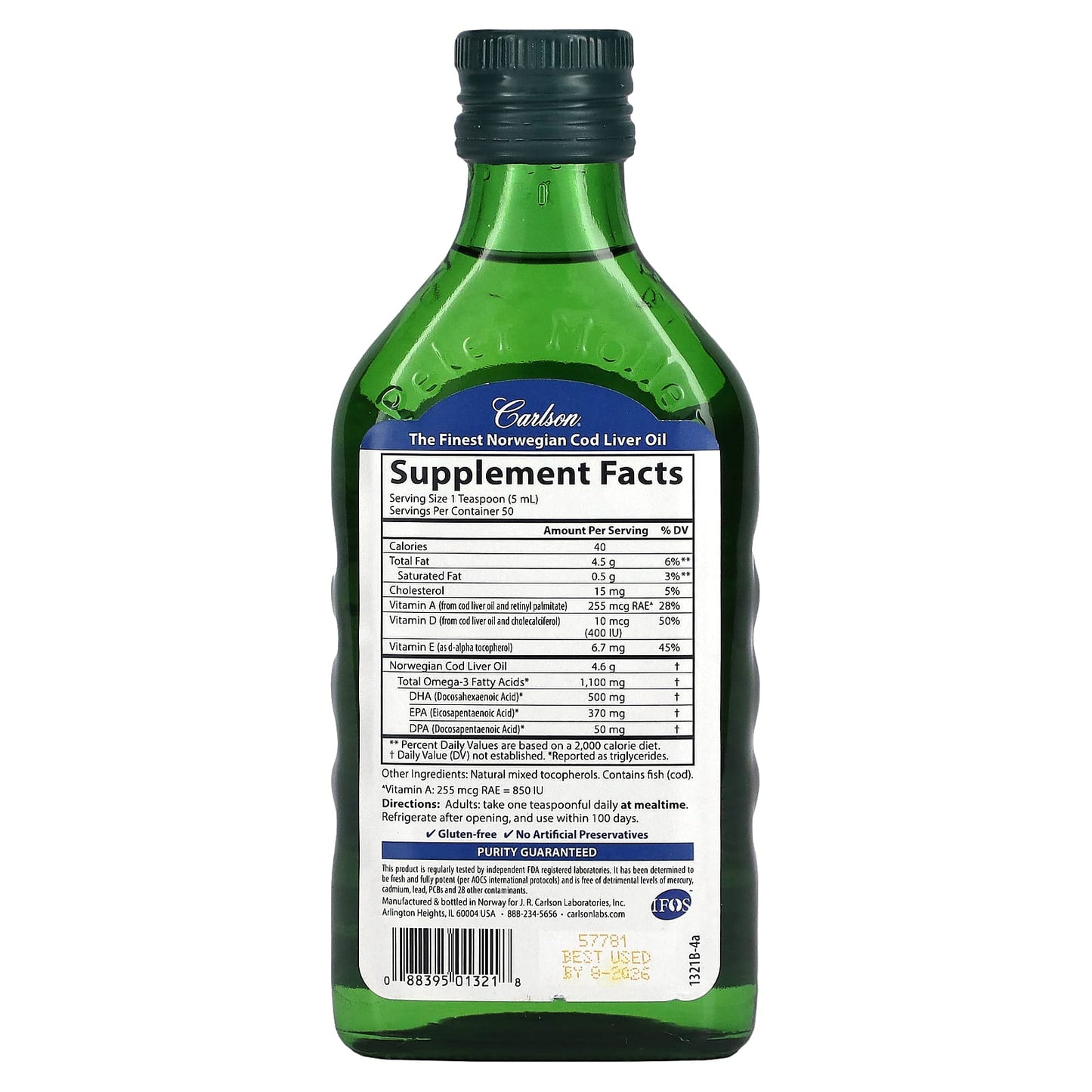 Wild Norwegian Cod Liver Oil by Carlson - Omega-3s & Vitamins A & D3 - Image 2