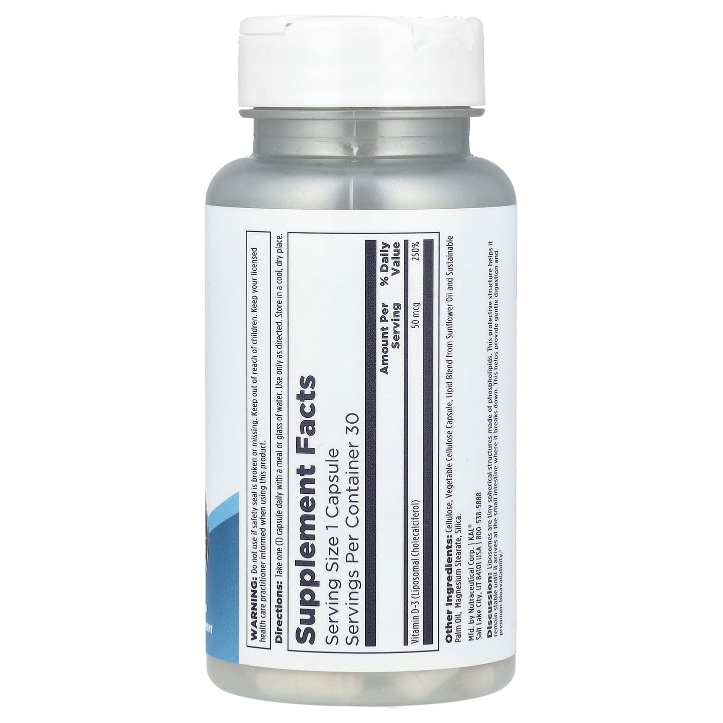 KAL, Liposomal D-3, High Potency, 50 mcg, 30 VegCaps - Image 2