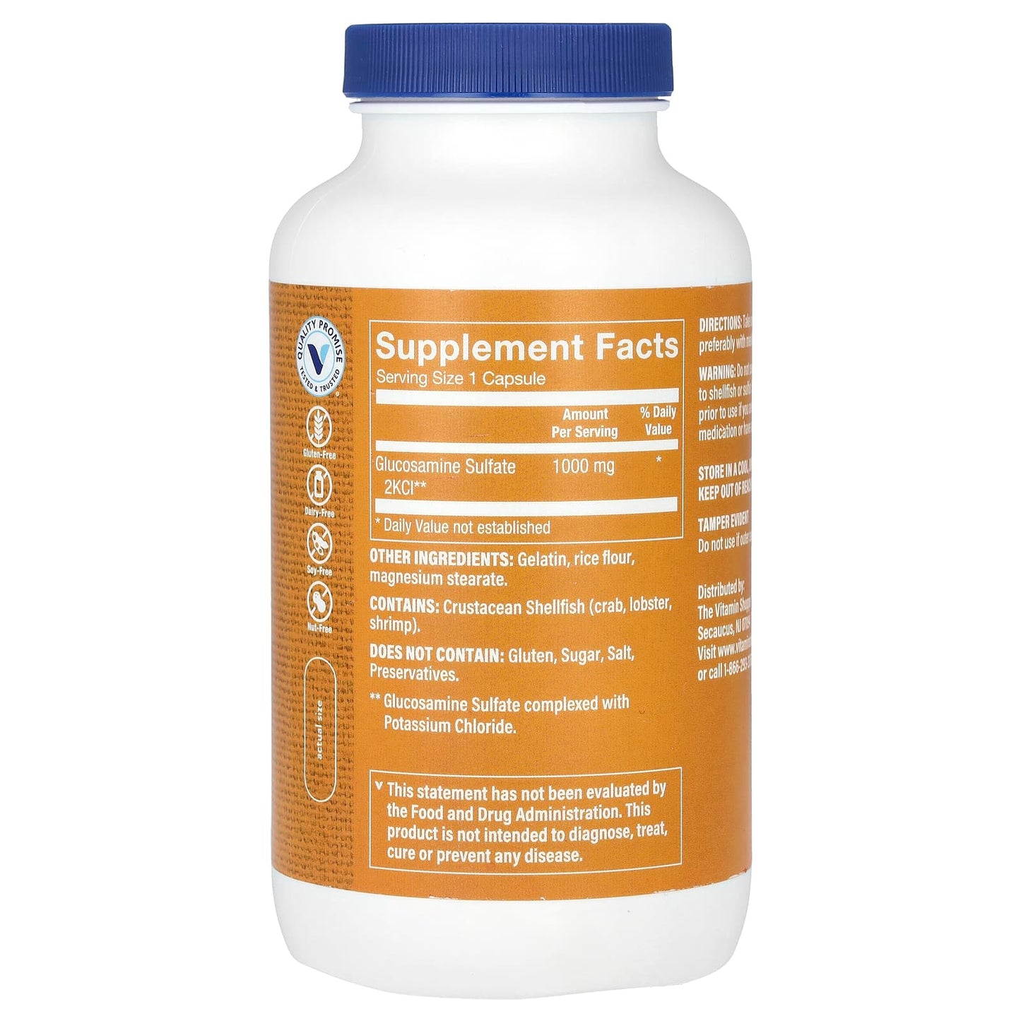 The Vitamin Shoppe, Glucosamine Sulfate, 1,000 mg, 240 Capsules - Image 2