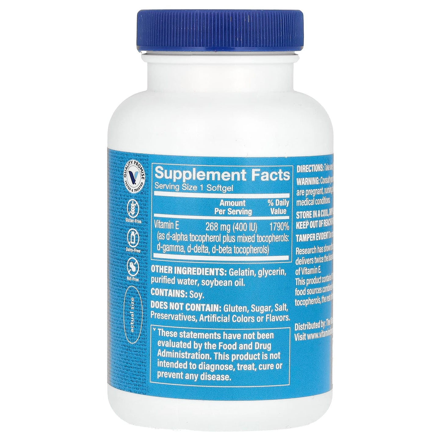 The Vitamin Shoppe, Vitamin E, 268 mg (400 IU), 240 Softgels - Image 2
