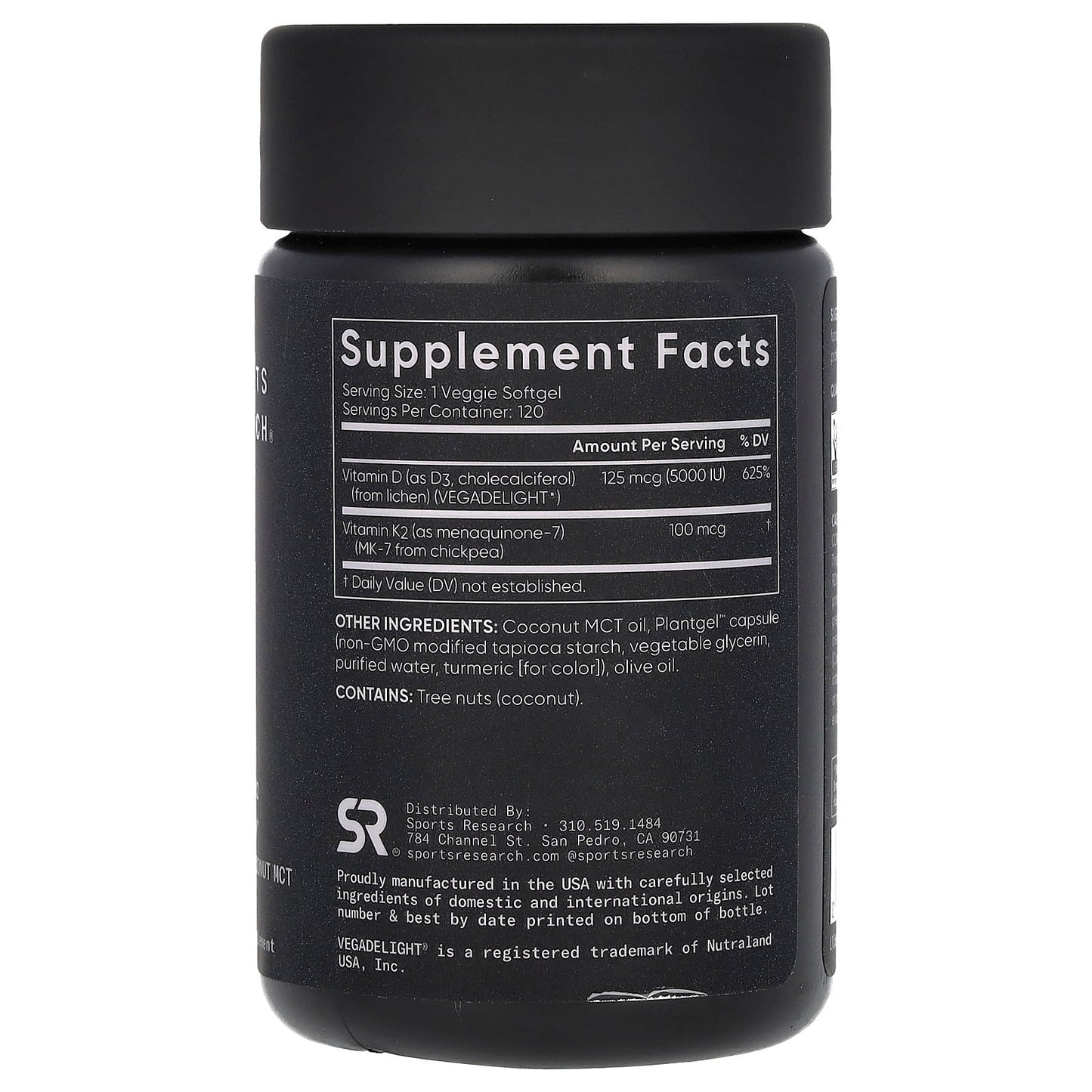 Sports Research, D3 + K2, Plant-Based, 120 Veggie Softgels - Image 2