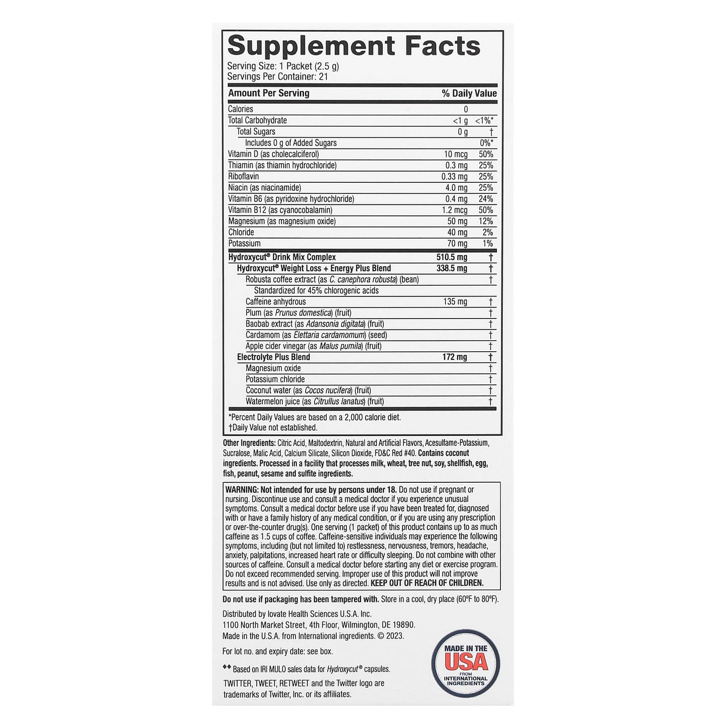 Hydroxycut Wildberry Weight Loss Drink Mix - 21 Packets - Fast Energy - Image 2