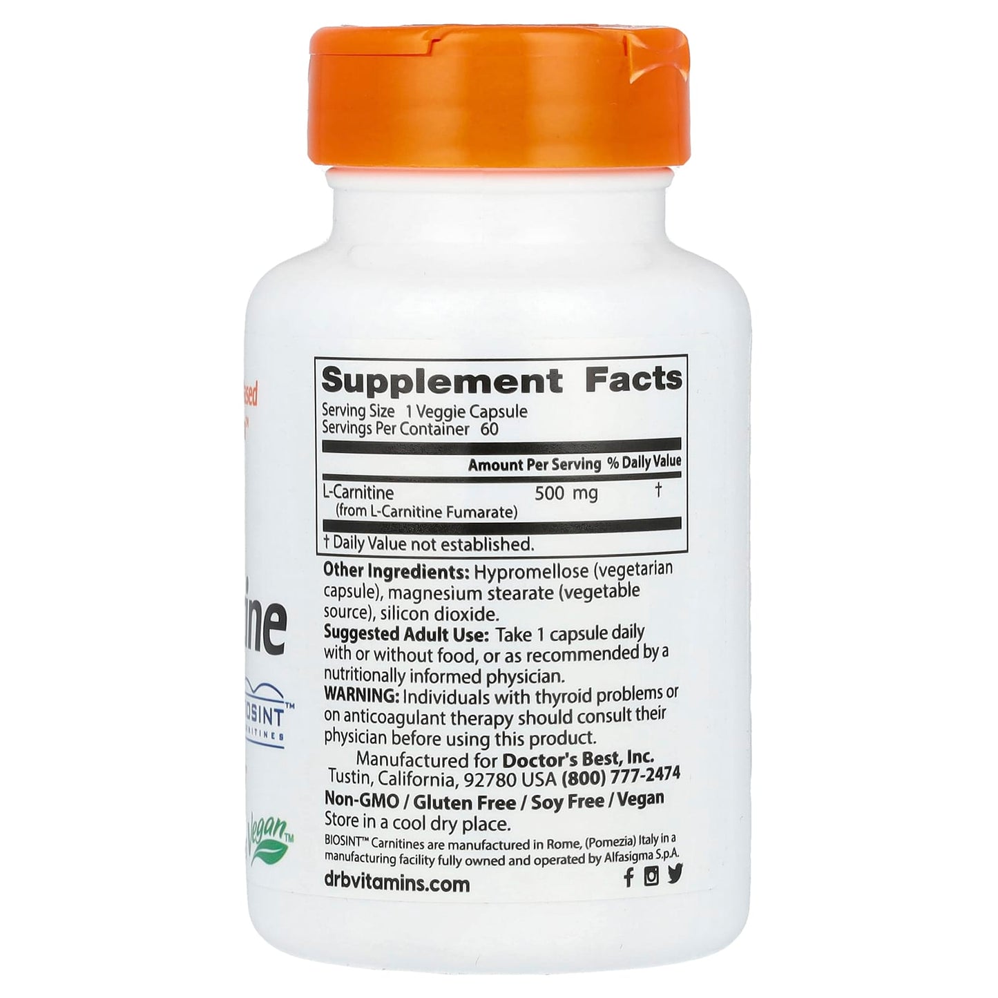 Doctor's Best L-Carnitine Fumarate for Weight Loss & Exercise Recovery - Image 2