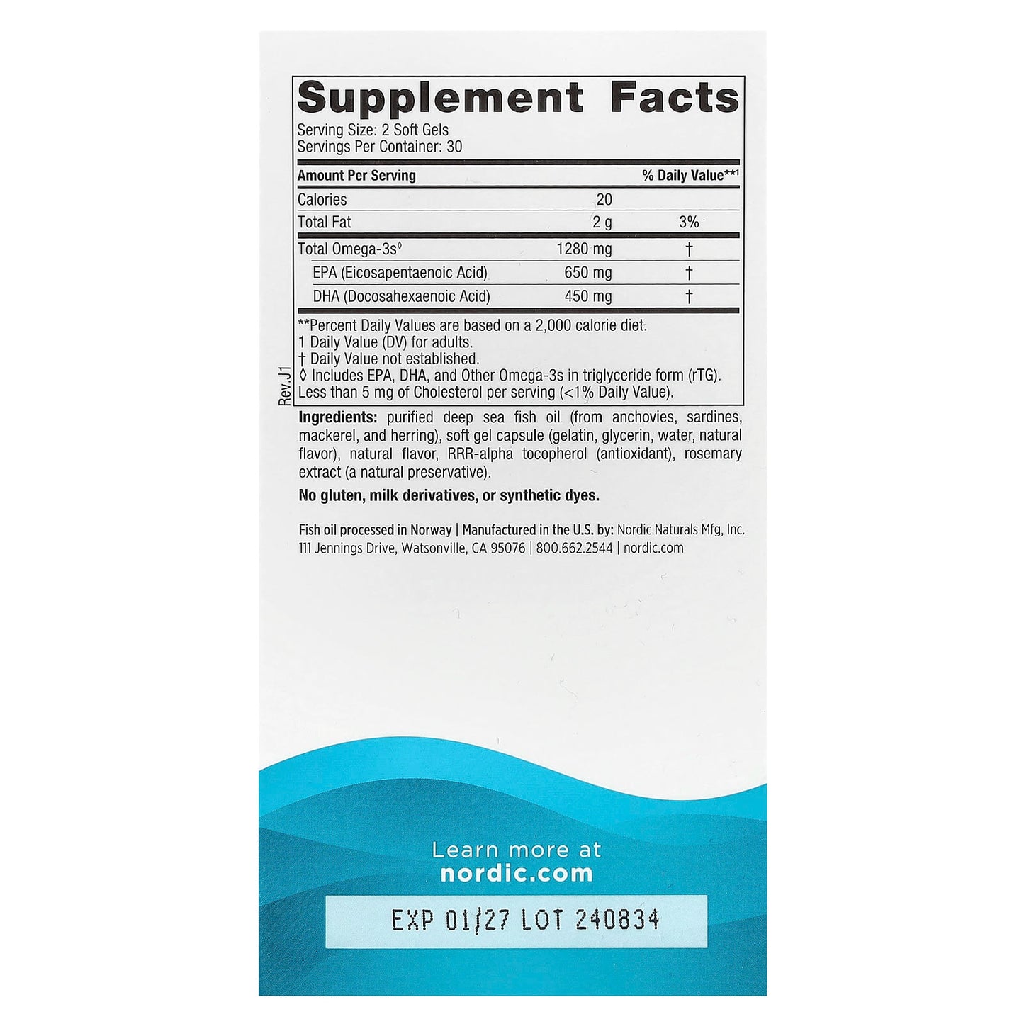 Nordic Naturals, Ultimate Omega, Lemon, 60 Soft Gels (640 mg per Soft Gel) - Image 2