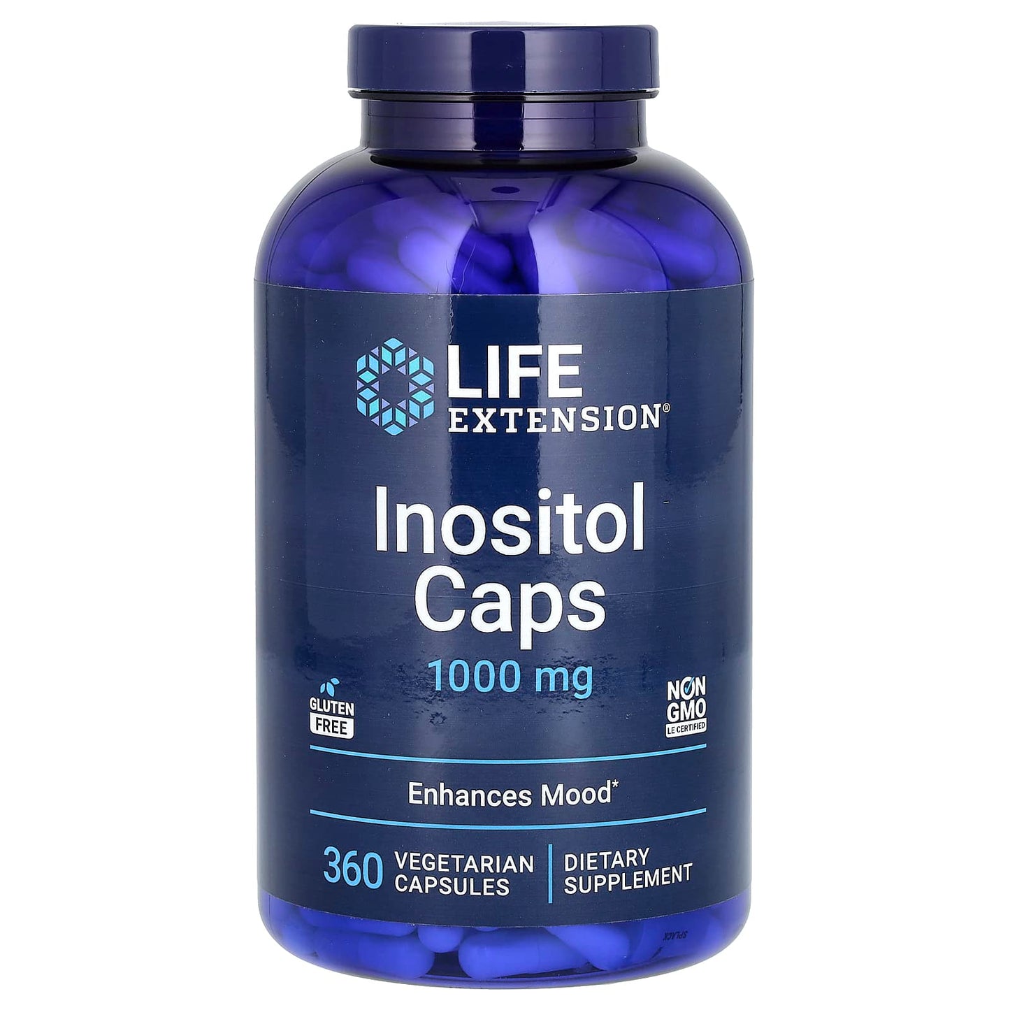 Life Extension, Inositol Caps, 1,000 mg, 360 Vegetarian Capsules - Image 1
