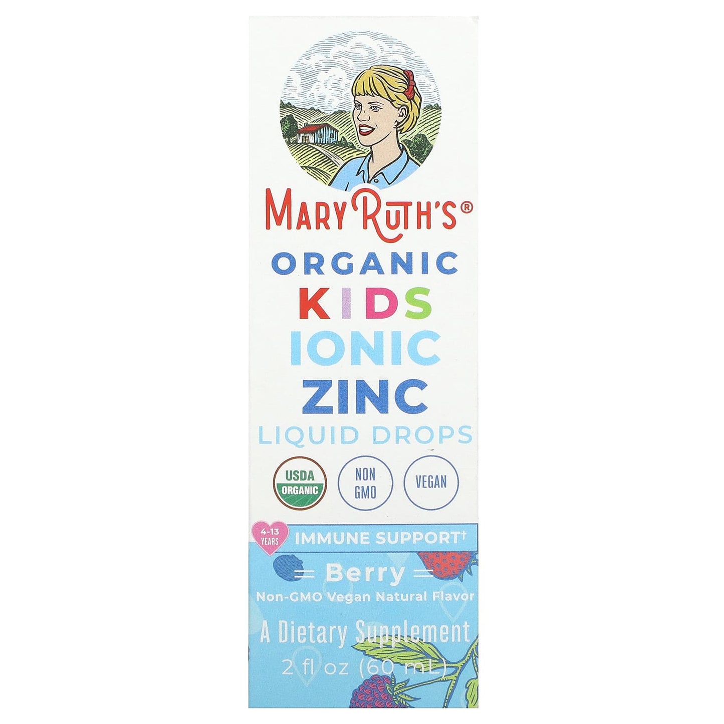 MaryRuth's, Organic Kids Ionic Zinc Liquid Drops, 4-13 Years, Berry, 2 fl oz (60 ml) - Image 1
