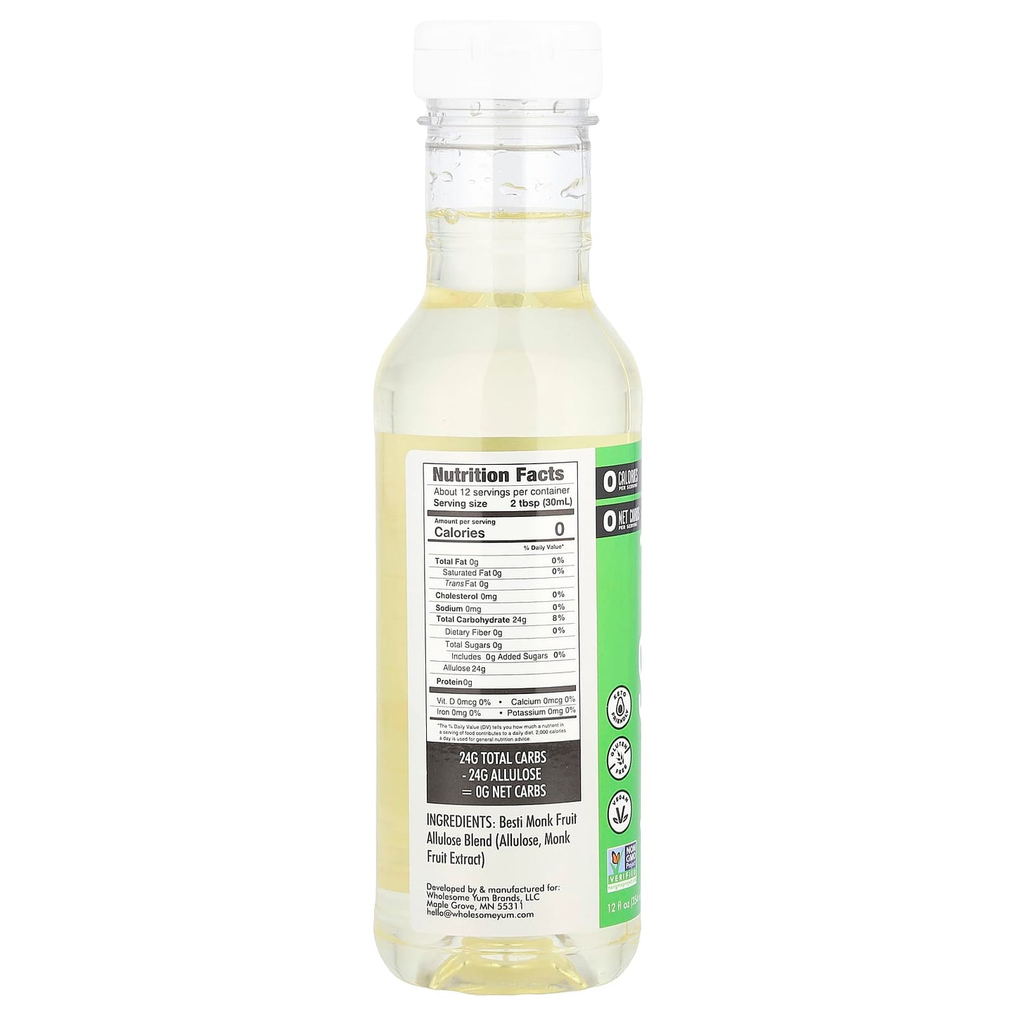 Wholesome Yum, Zero Sugar Simple Syrup With Monk Fruit & Allulose, 12 fl oz (354 ml) - Image 2