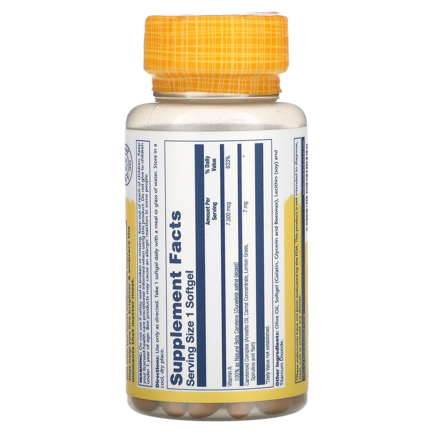Solaray, Food Carotene, 7,500 mcg, 100 Softgels - Image 2