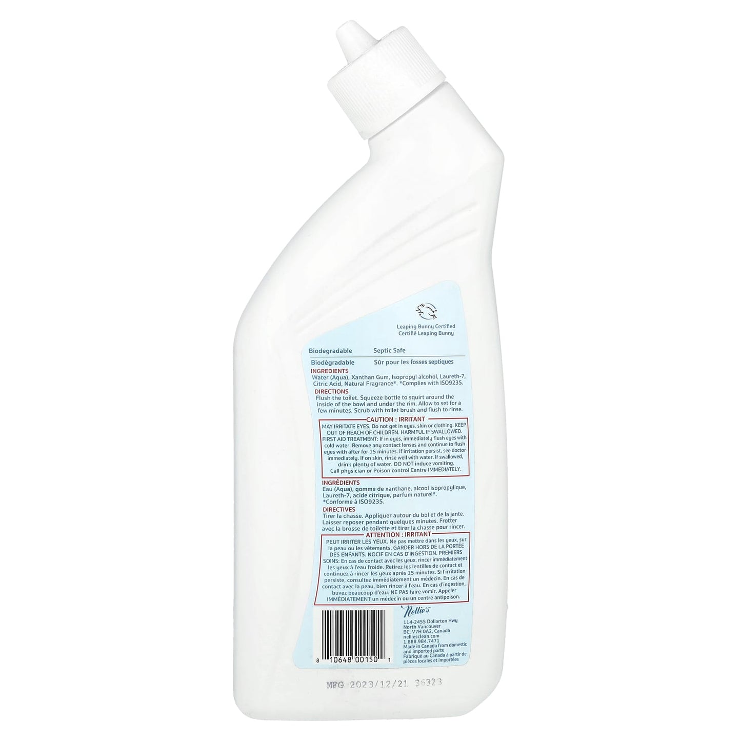 Nellie's, Toilet Bowl Cleaner, Lemongrass, 24 fl oz (710 ml) - Image 2