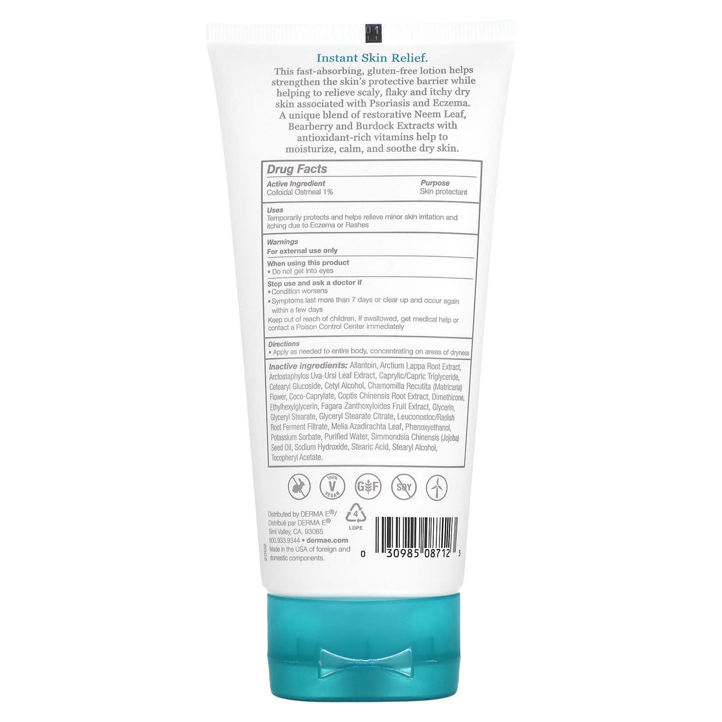 Derma E Eczema Relief Lotion, 6 fl oz (175 ml) - Soothe Dry Skin - Image 2