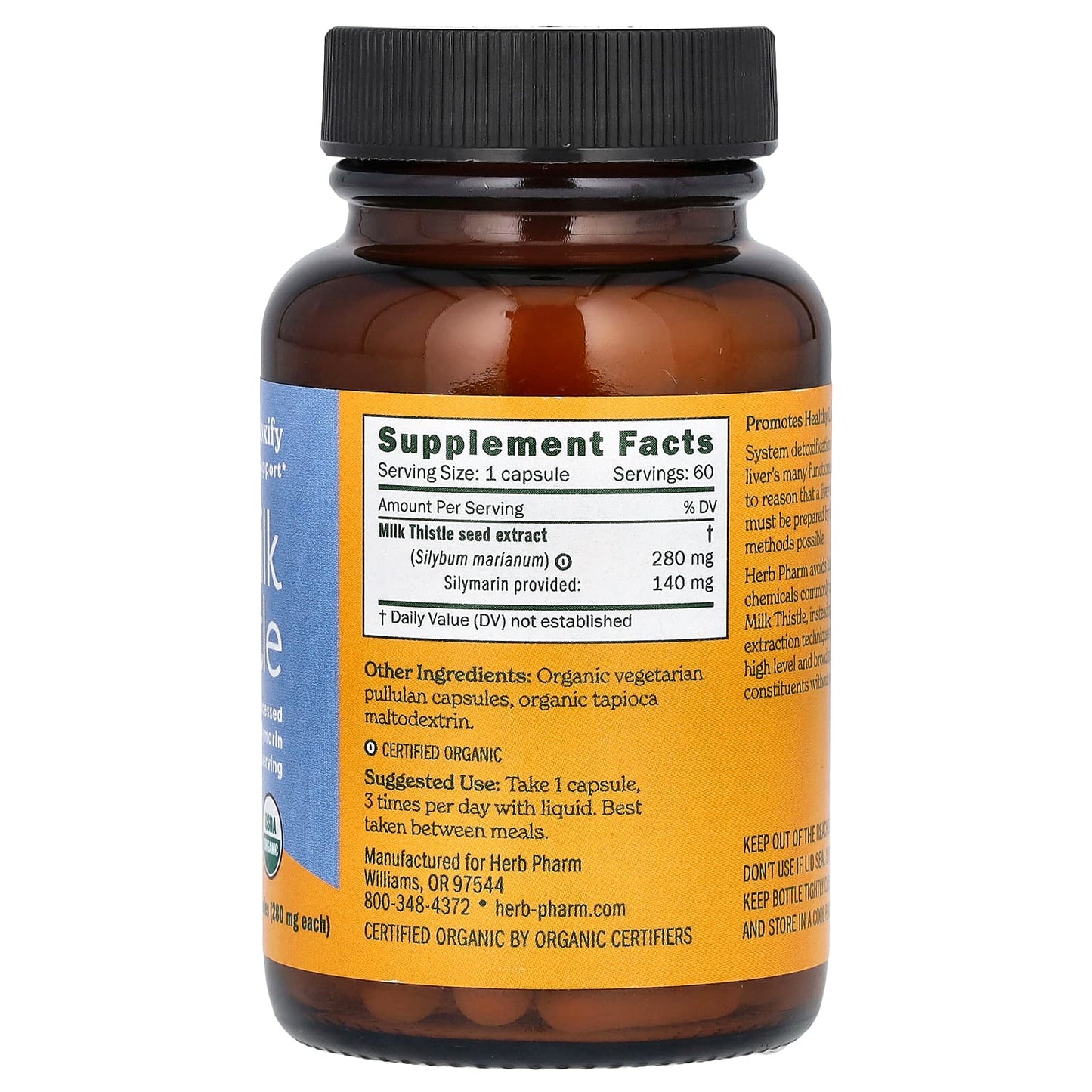 Milk Thistle Liver Support Supplement - 280mg, 60 Capsules - USDA Organic - Image 2