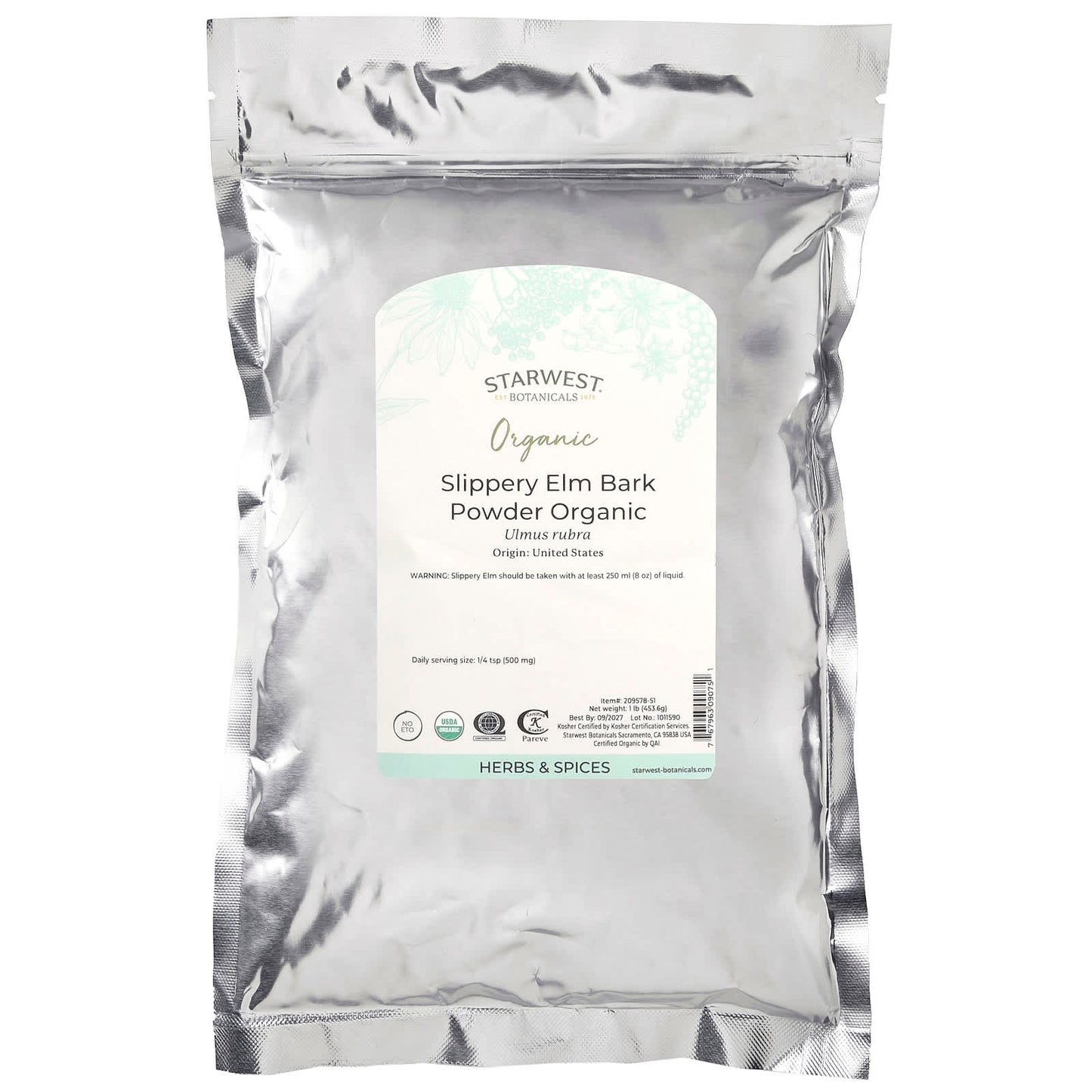 Starwest Botanicals, Organic Slippery Elm Bark Powder, 1 lb (453.6 g) - Image 2
