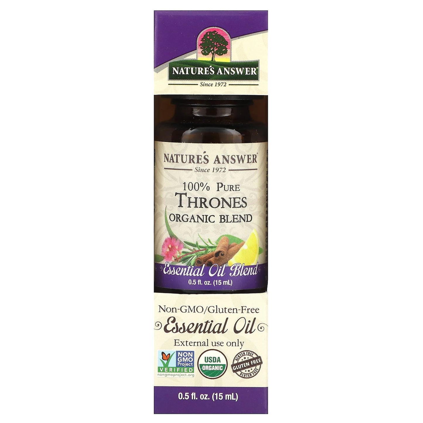 Nature's Answer, 100% Pure Organic Essential Oil Blend, Thrones, 0.5 fl oz (15 ml) - Image 1