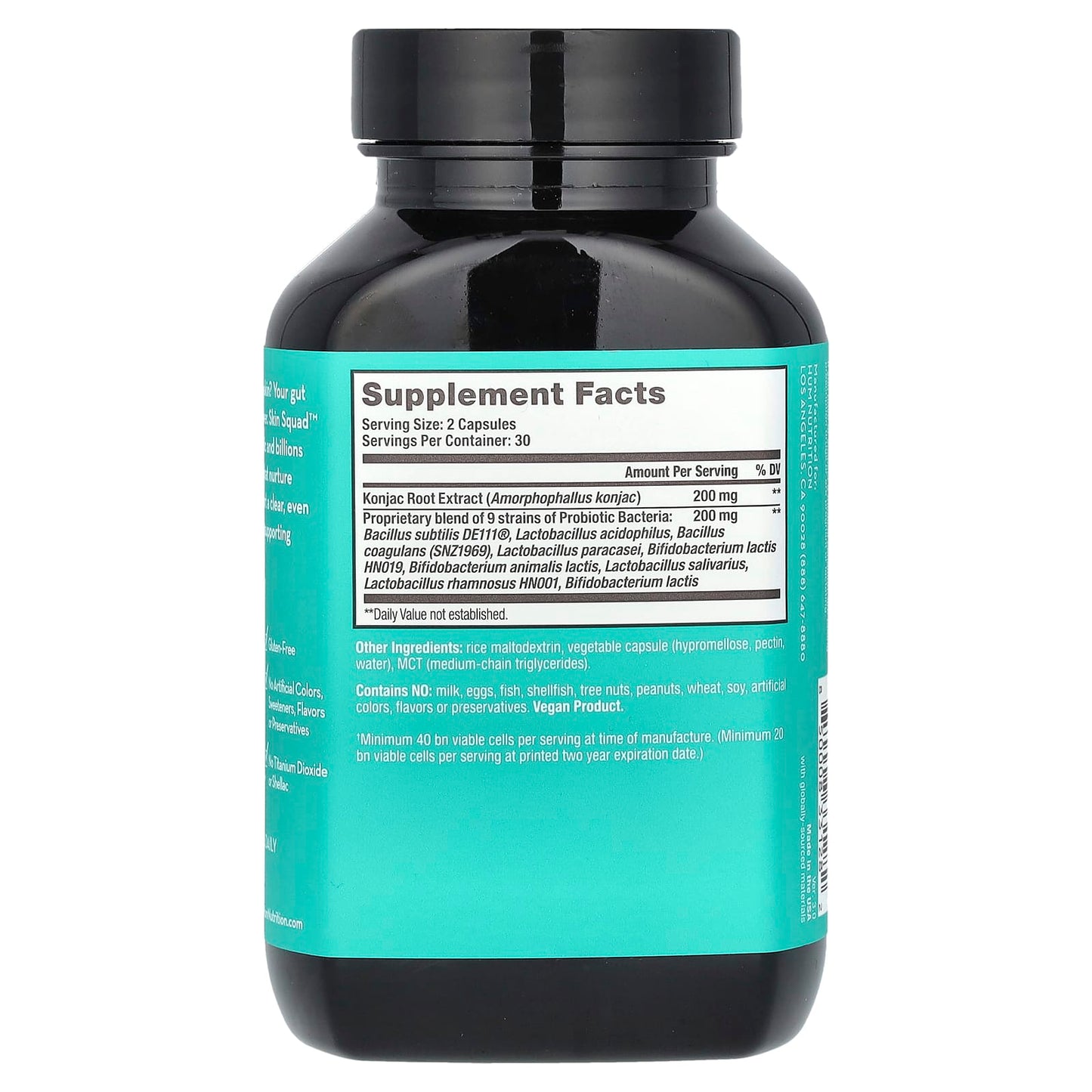Clear Skin & Gut Health: HUM Nutrition Skin Squad Prebiotic 60 Capsules - Image 2