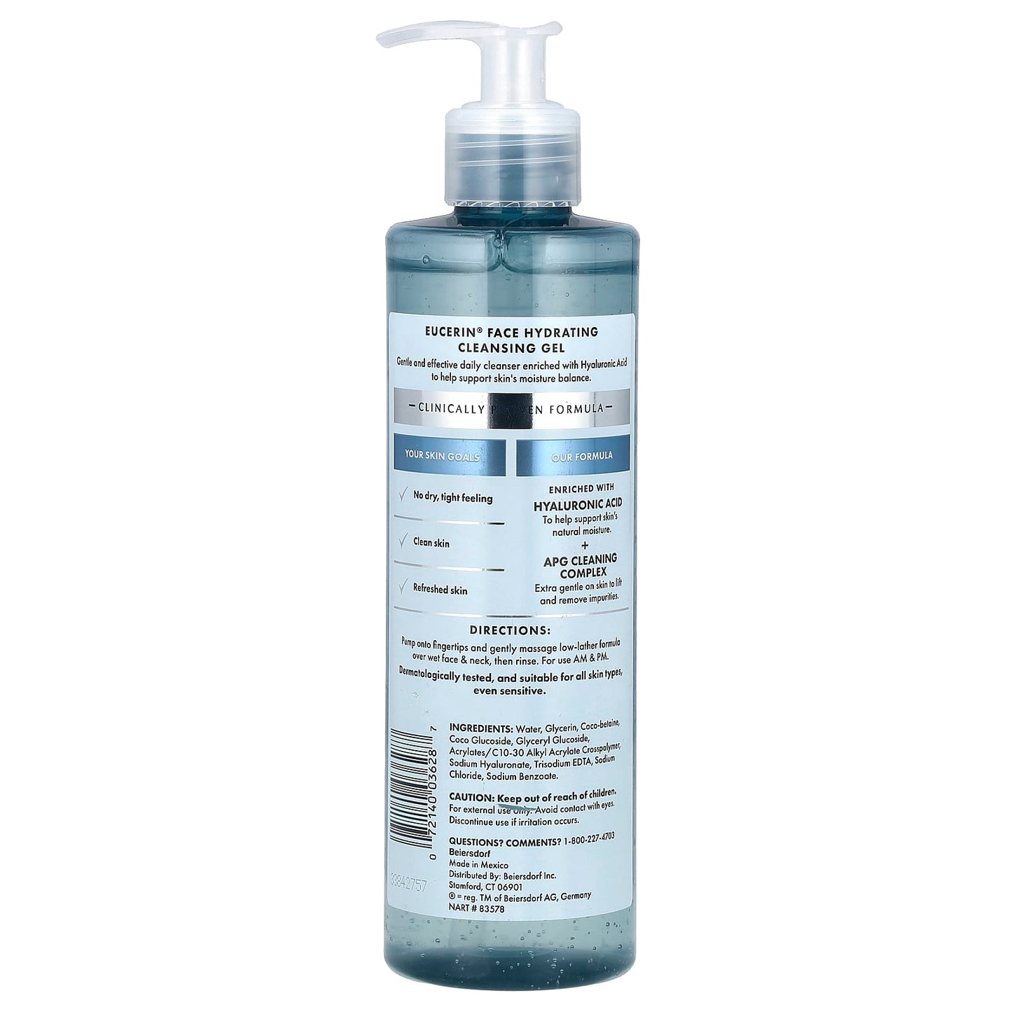 Eucerin Hydrating Face Cleansing Gel, Fragrance Free, 13.5 oz - Image 2