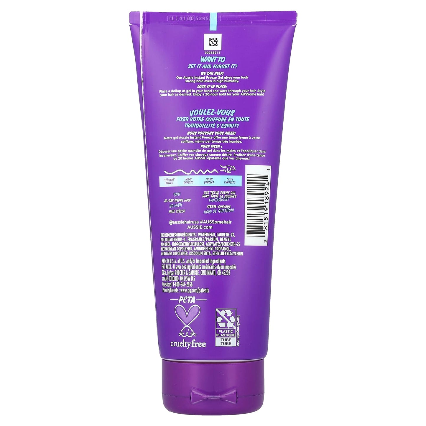 Aussie Instant Freeze Sculpting Gel - Strong Hold, Cruelty-Free, 7 oz - Image 2
