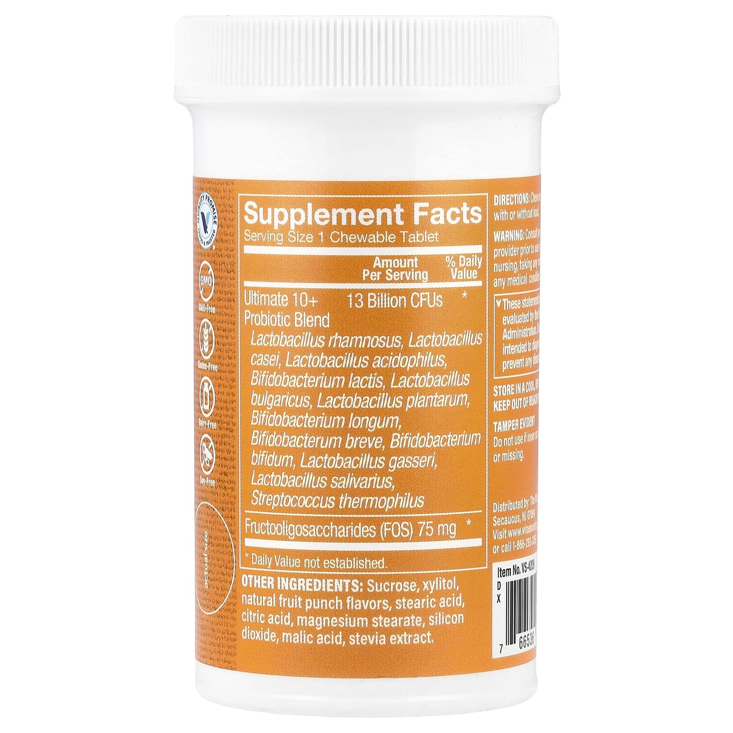 The Vitamin Shoppe, Chewable Ultimate 10+ Probiotics, Fruit Punch , 13 Billion , 30 Chewable Tablets - Image 2