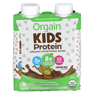 Orgain Organic Kids Protein Shake, Chocolate, USDA Organic, 4 Pack