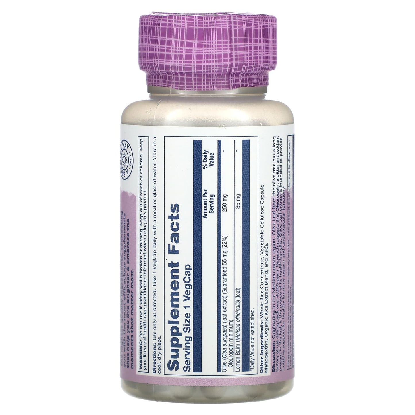 Solaray, Vital Extracts, Olive, 60 VegCaps - Image 2