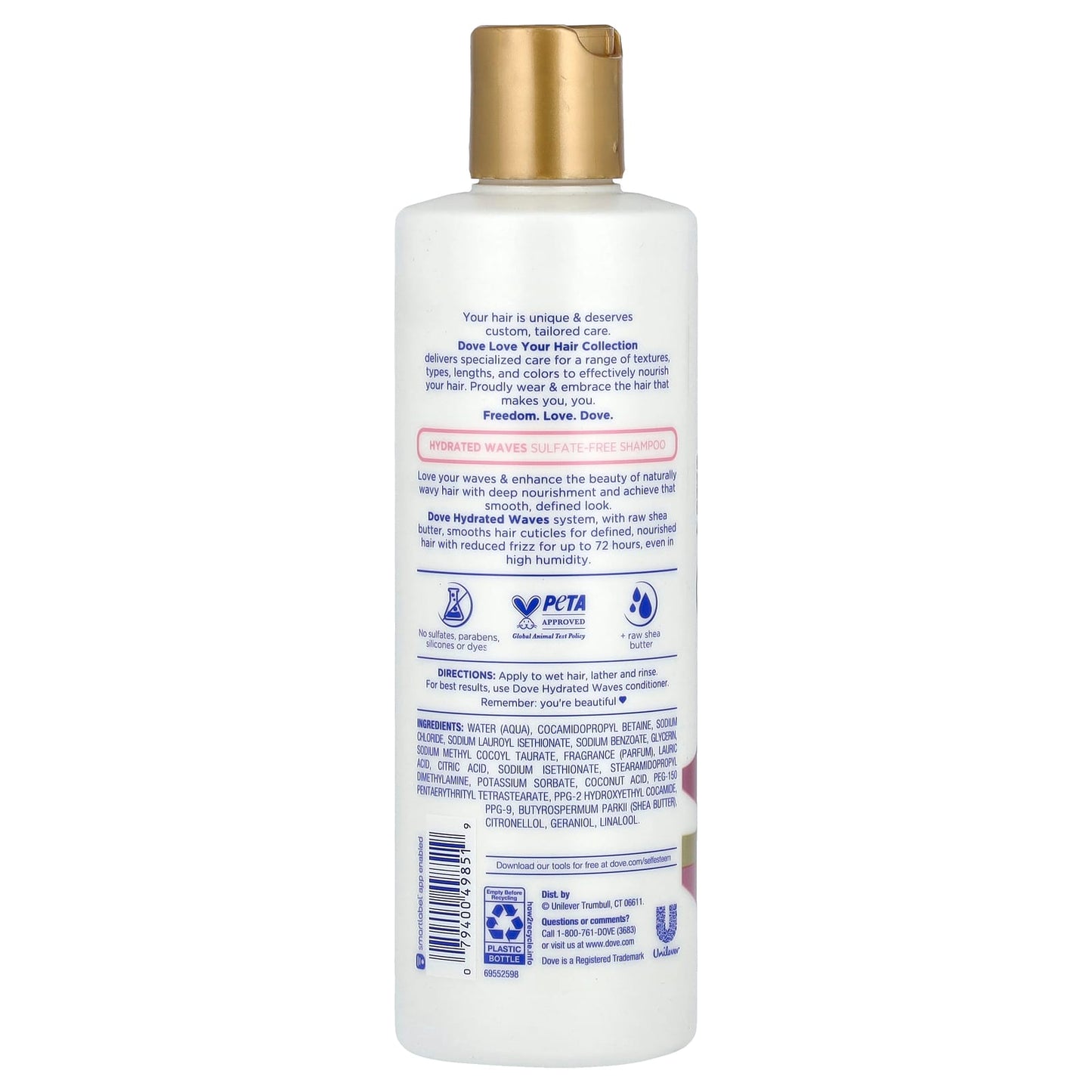 Dove Sulfate-Free Shampoo for Wavy Hair, 13.5 fl oz (400 ml) - Image 2