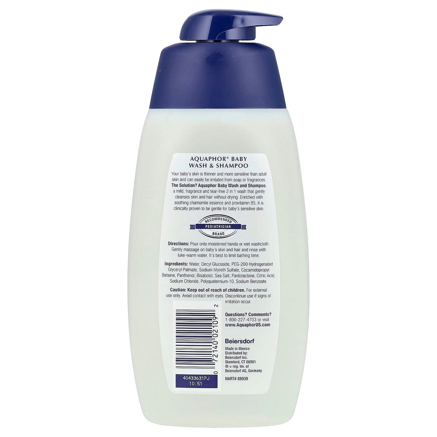 Gentle Baby Wash & Shampoo by Aquaphor, Fragrance Free, 16.9 fl oz - Image 2