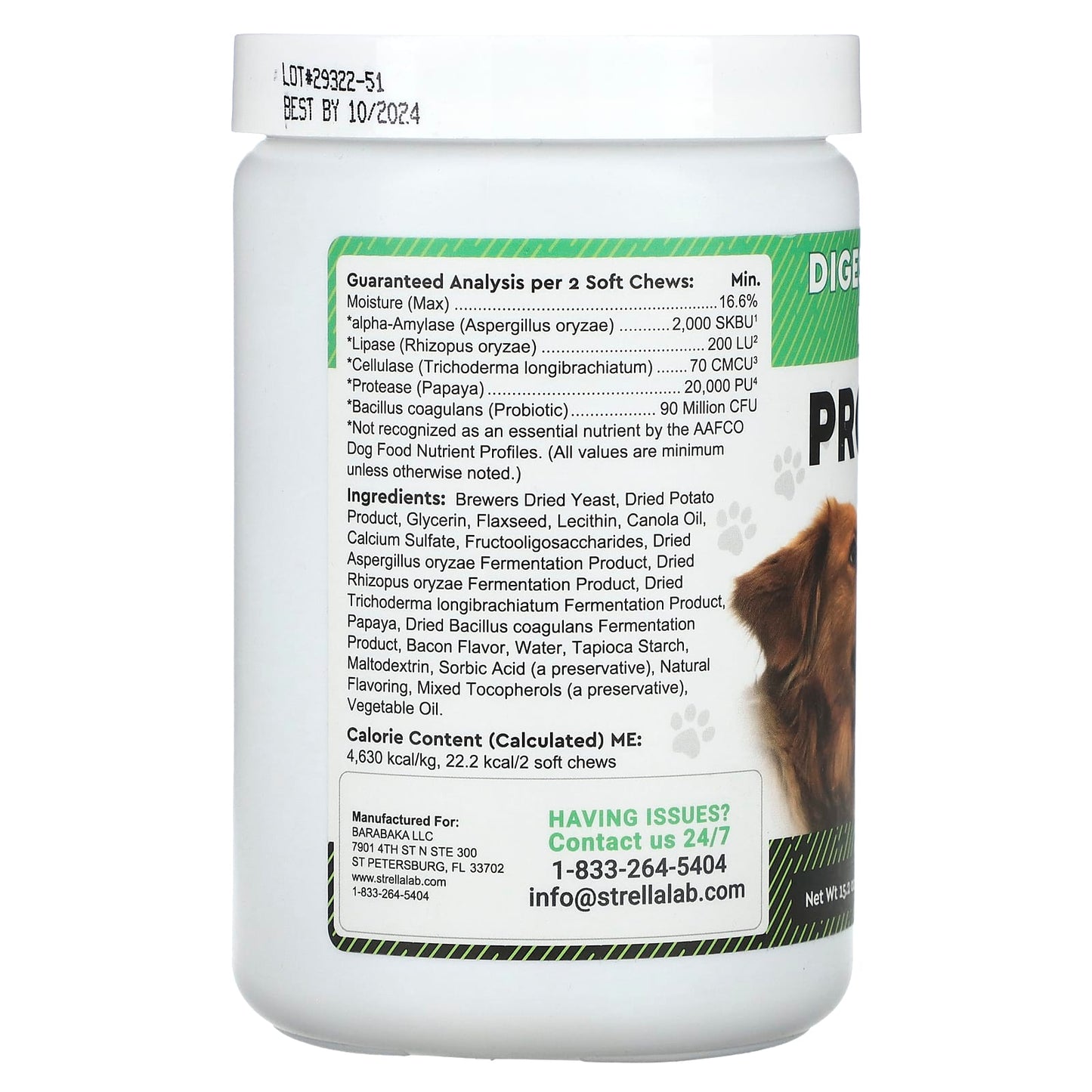 StrellaLab, Probiotics, For Dogs, Bacon, 180 Soft Chews, 15.2 oz (432 g) - Image 2
