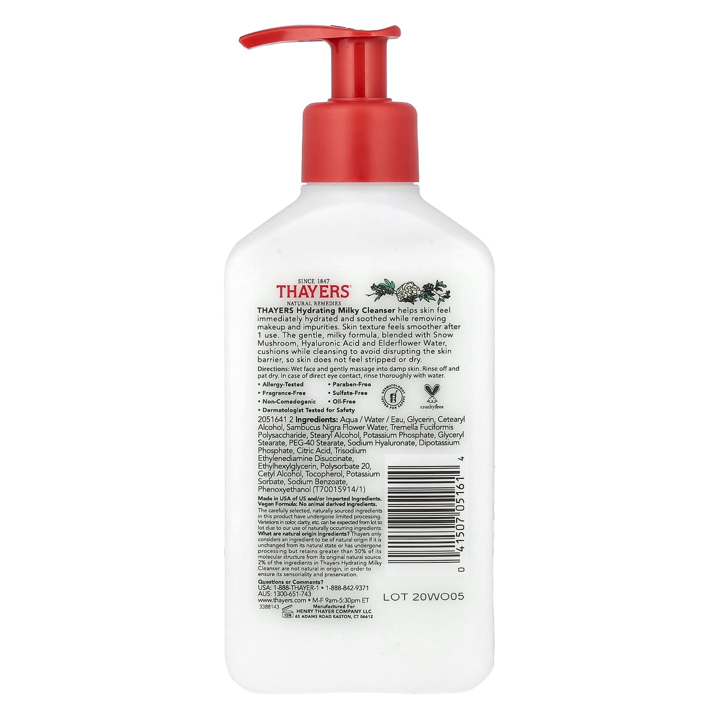 Thayers, Hydrating Milky Cleanser, Snow Mushroom, Fragrance Free, 8 fl oz (237 ml) - Image 2