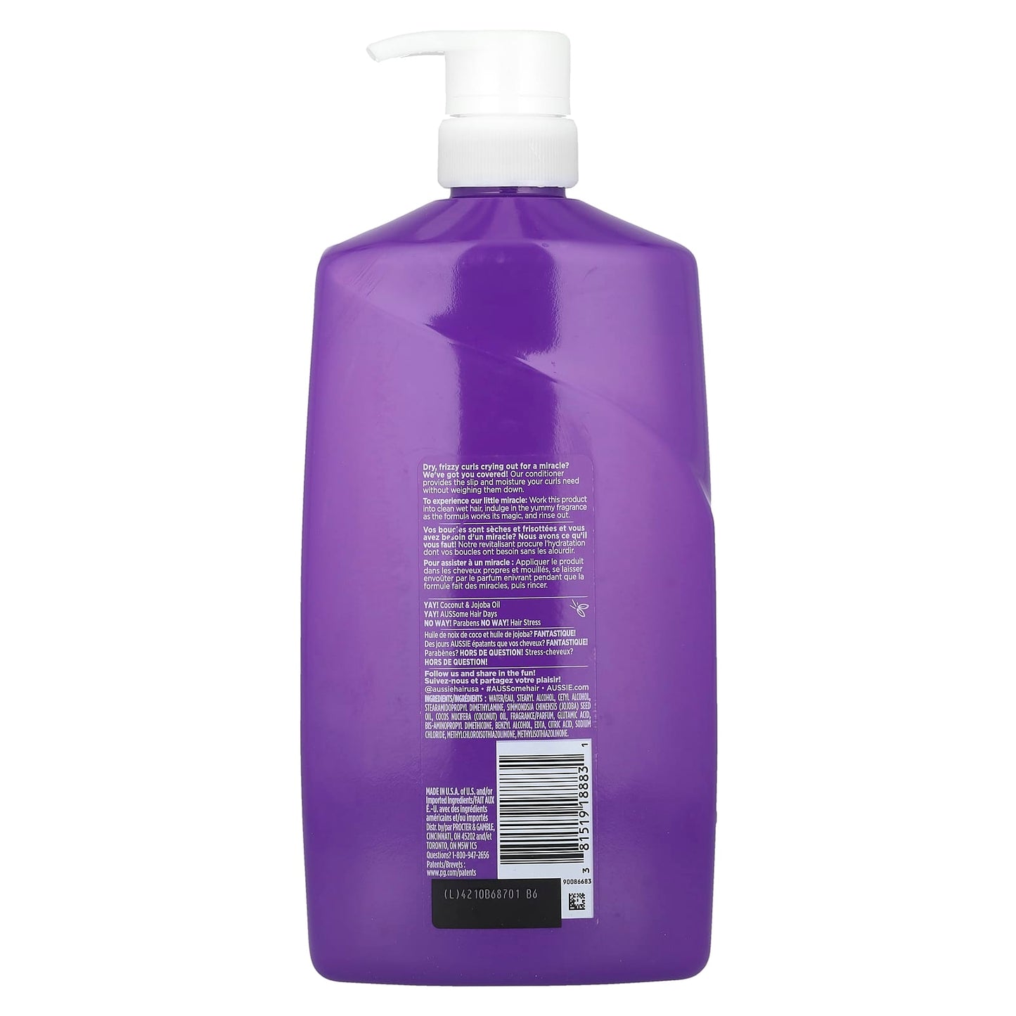 Aussie Coconut & Jojoba Oil Conditioner for Curly Hair 26.2 fl oz - Image 2