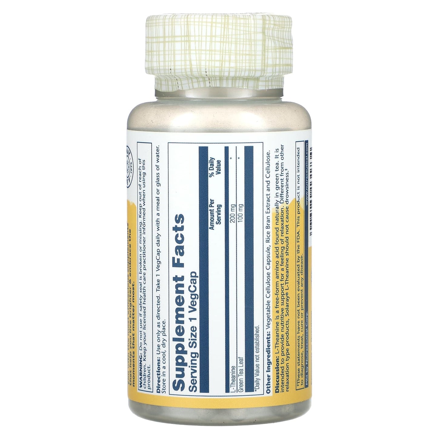 Solaray, L-Theanine With Green Tea, 90 VegCaps - Image 2