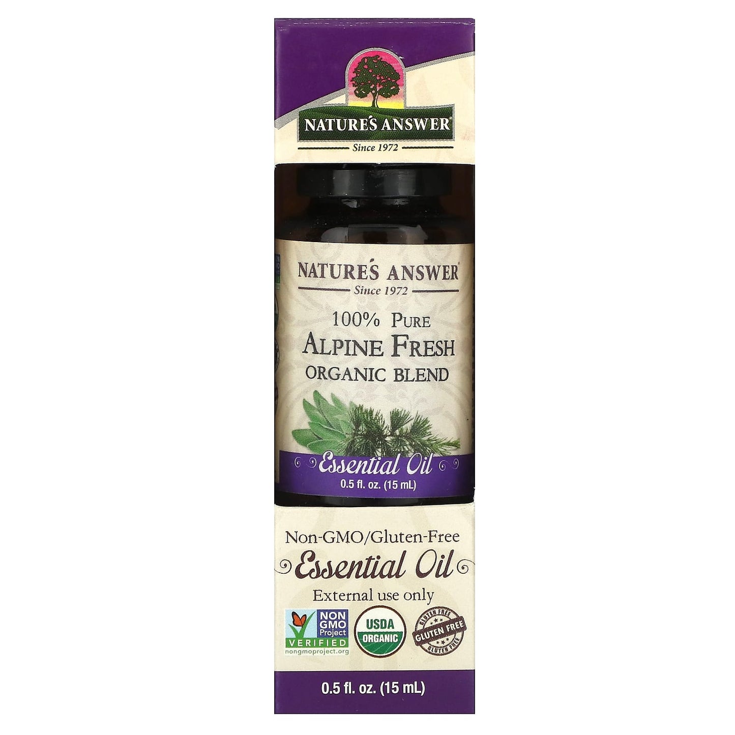 Nature's Answer, 100% Pure Organic Essential Oil Blend, Alpine Fresh, 0.5 fl oz (15 ml) - Image 1