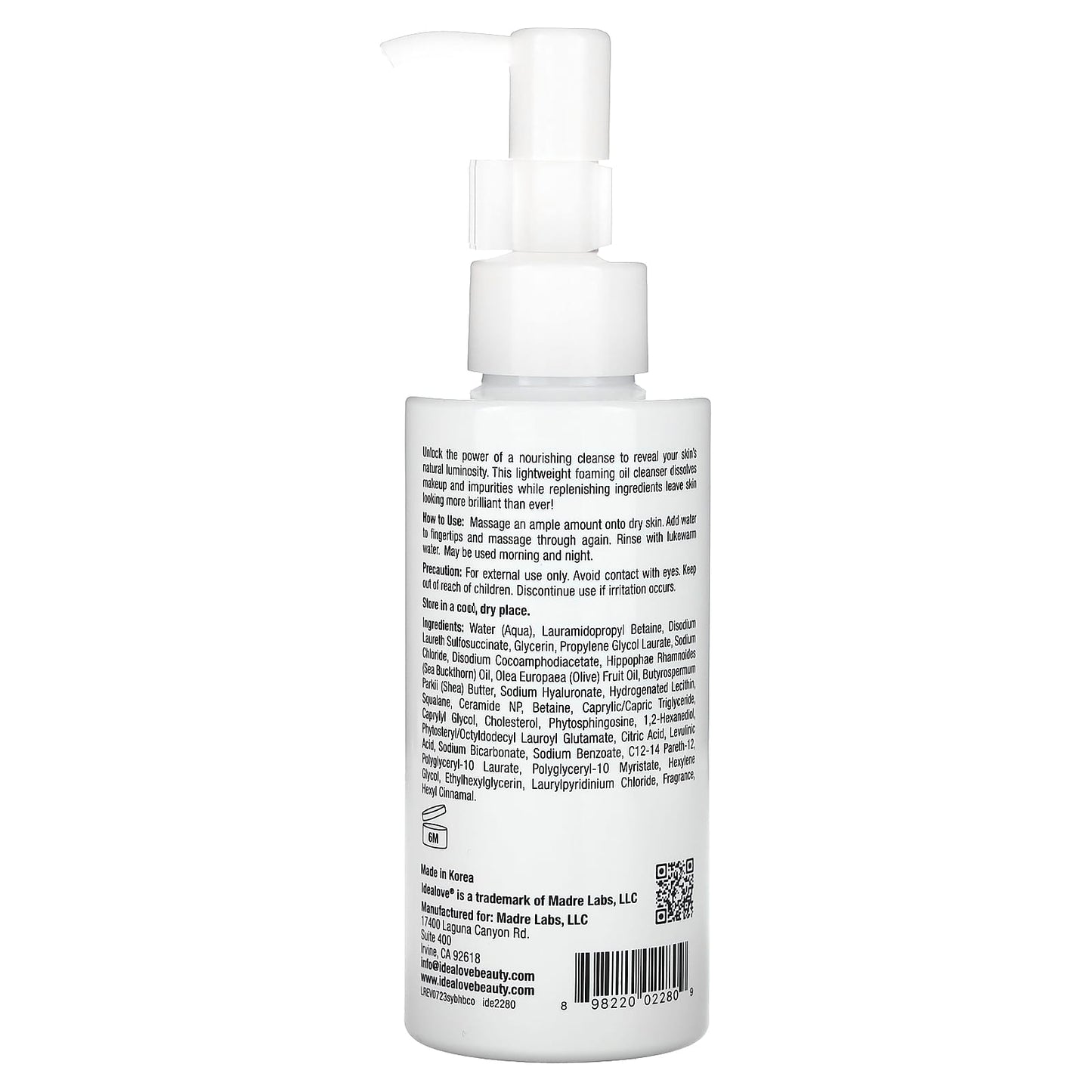 Idealove Hydrating Bubble Cleansing Oil for Bright, Soothed Skin (4.9 fl oz) - Image 2