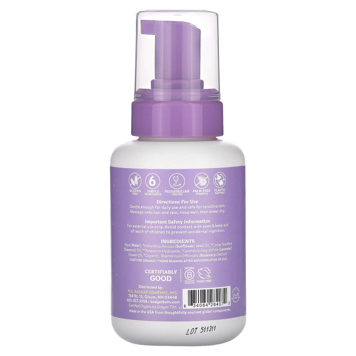 Badger Night-Night Lavender Foaming Shampoo & Wash for Babies - Image 2