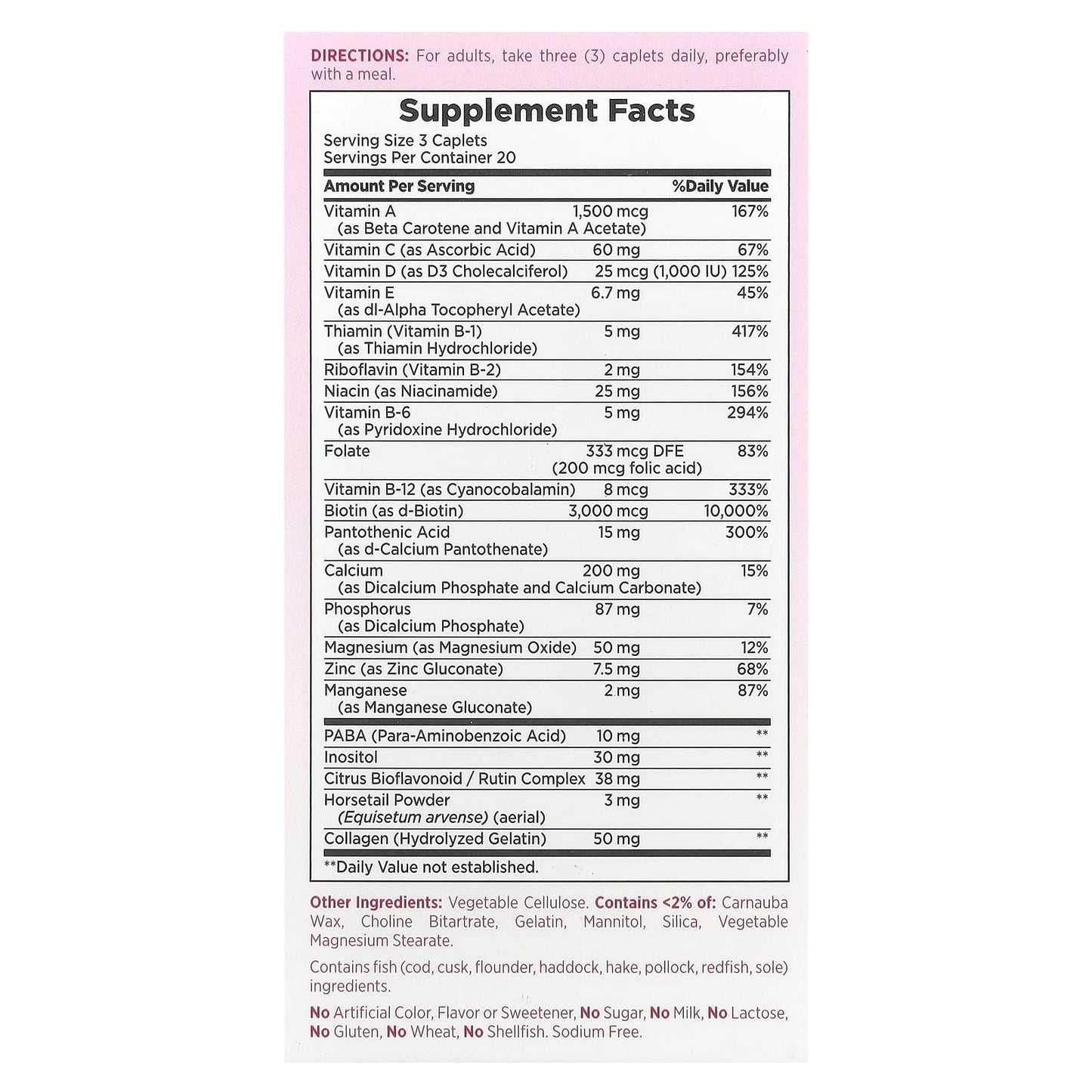 Nature's Bounty, Hair, Skin & Nails, 60 Coated Caplets - Image 2