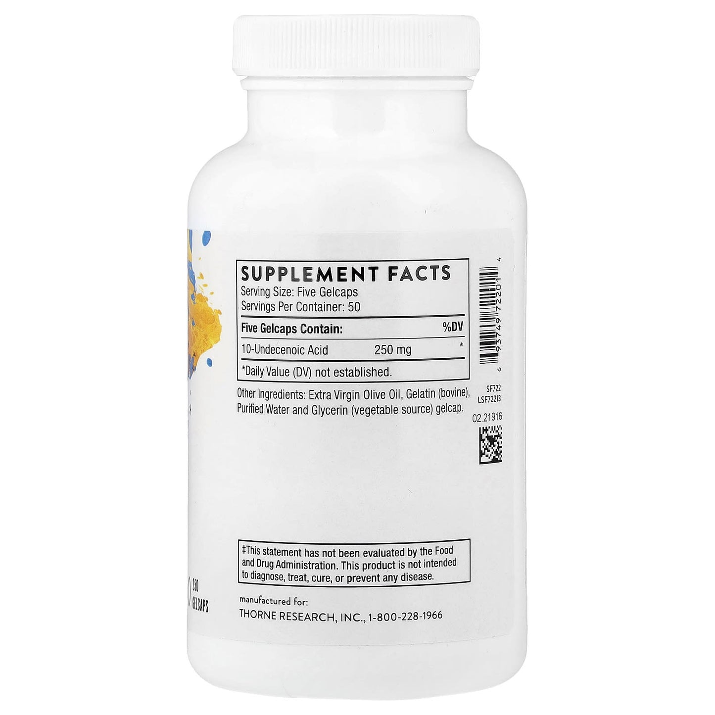 Thorne, Undecylenic Acid, 250 Gelcaps (50 mg per Gelcap) - Image 2
