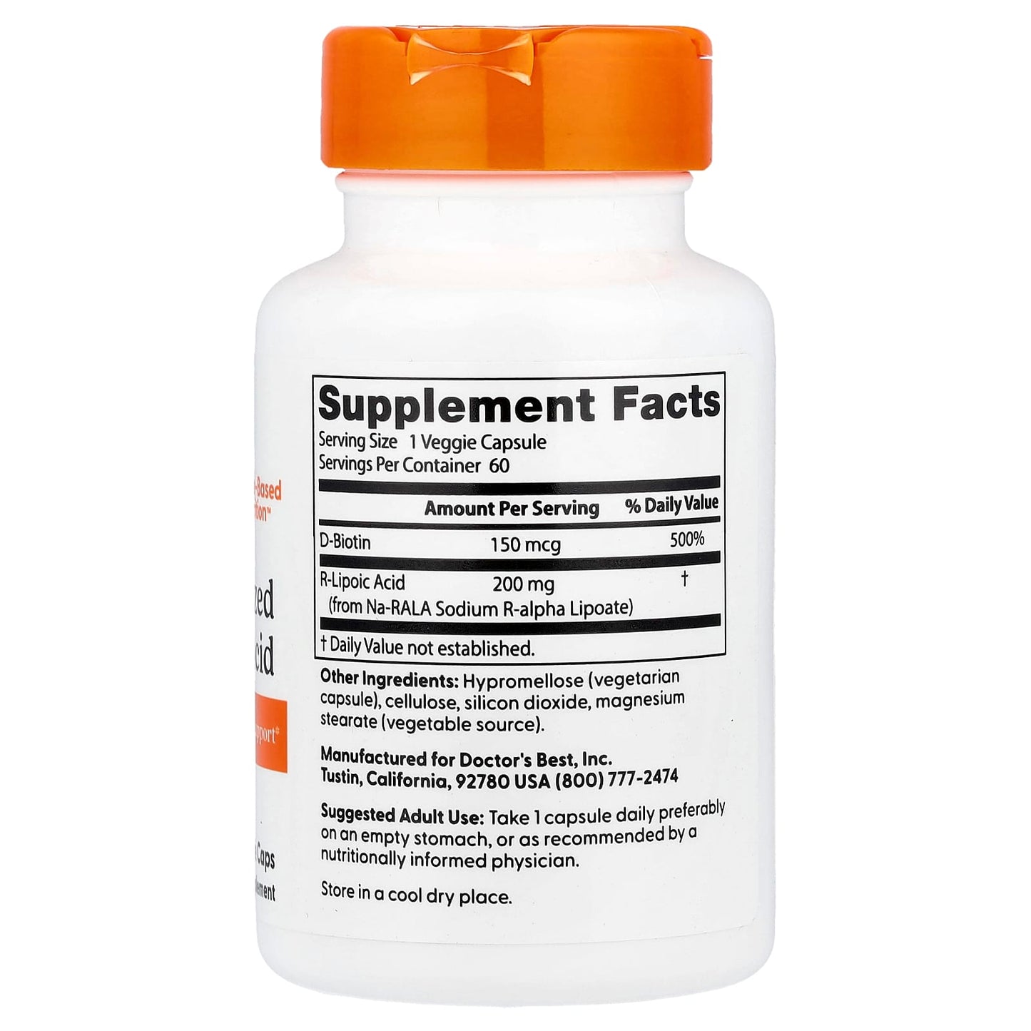 Doctor's Best R-Lipoic Acid Supplement 200mg, 60 Veggie Capsules - Image 2