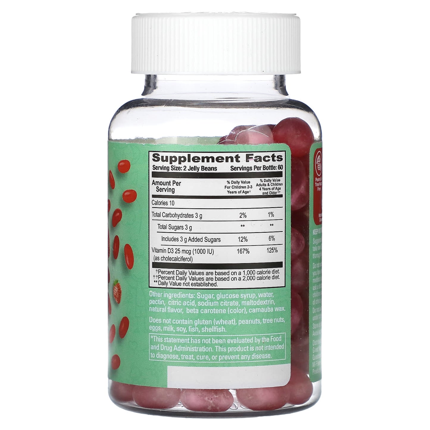 Strawberry Blast Vitamin D3 Jelly Beans for Kids - 120 Count - Image 2