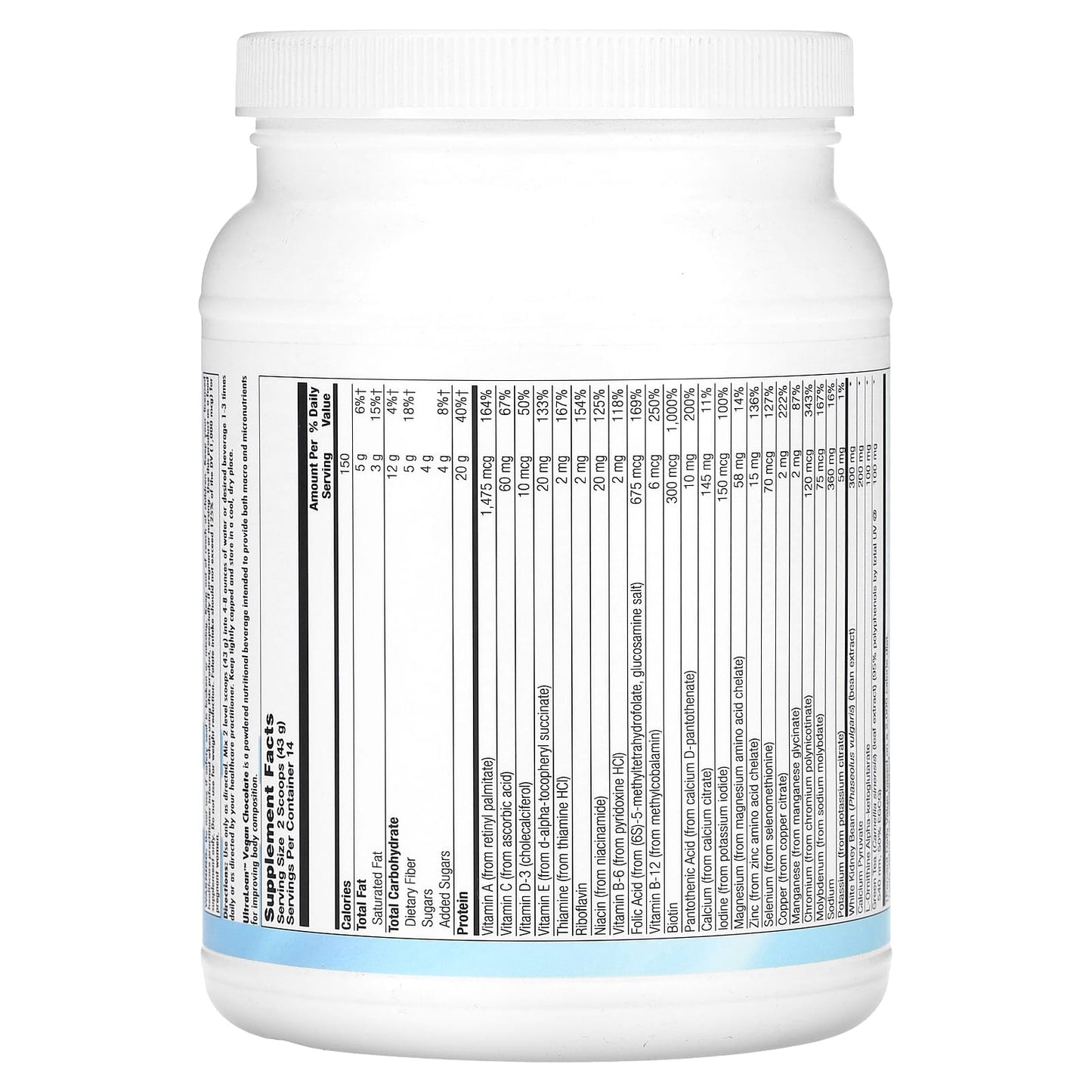 Nutra BioGenesis, UltraLean Vegan, Natural Chocolate, 1 lb 5.3 oz (604 g) - Image 2