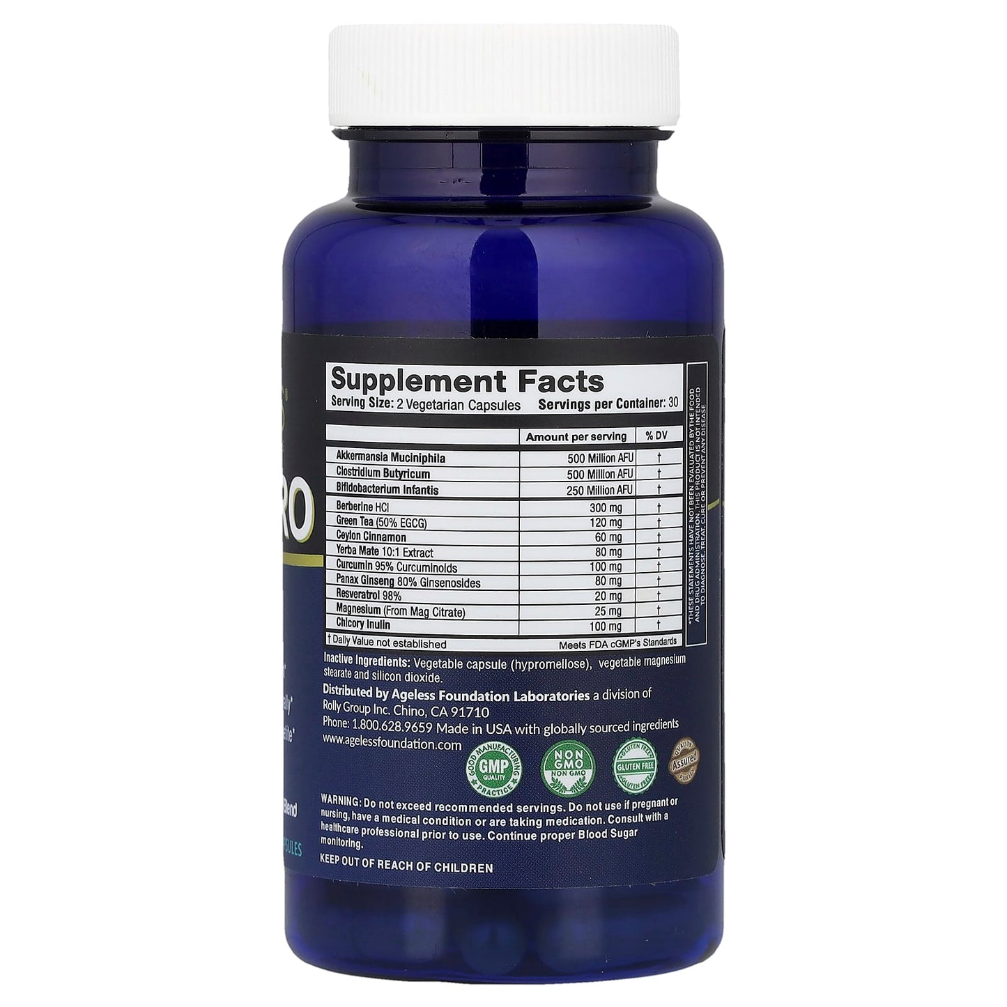 Ageless Foundation Laboratories GLP-1 Pro for Healthy Weight Management - 60 Veg Capsules - Image 2