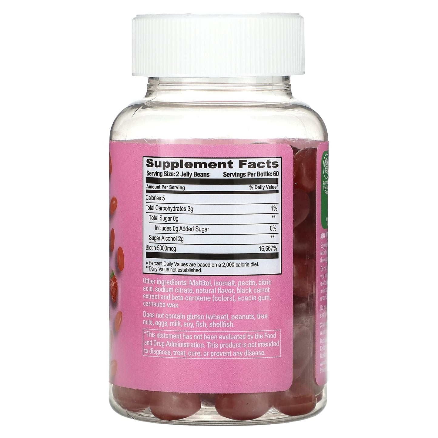 Human Beanz, Biotin Jelly Beans, Extra Strength , Sugar Free, Strawberry Blast, 5,000 mcg, 120 Jelly Beans (2,500 mcg per Jelly Bean)