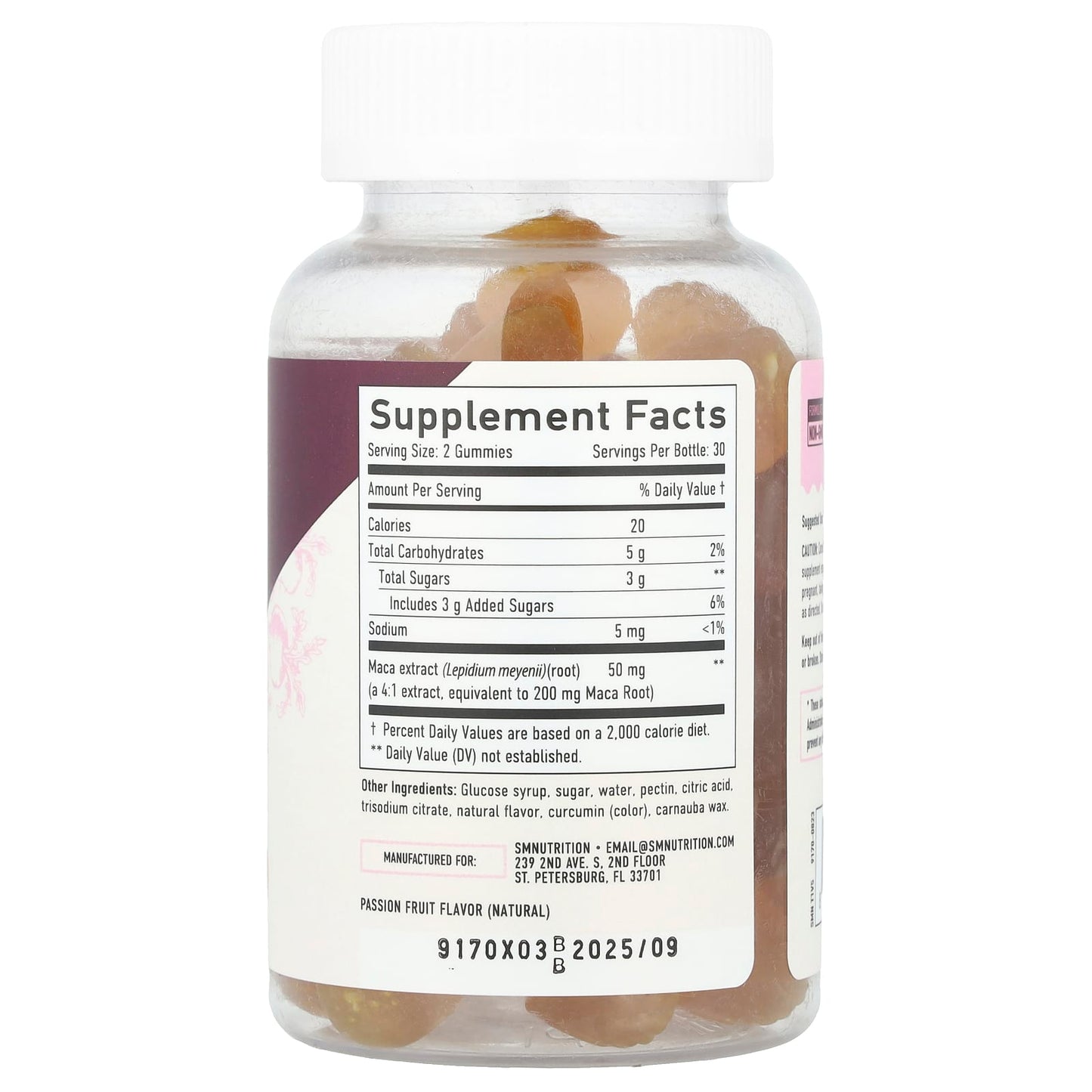 SMNutrition, Premium Maca Root Gummies, Passion Fruit, 60 Gummies - Image 2
