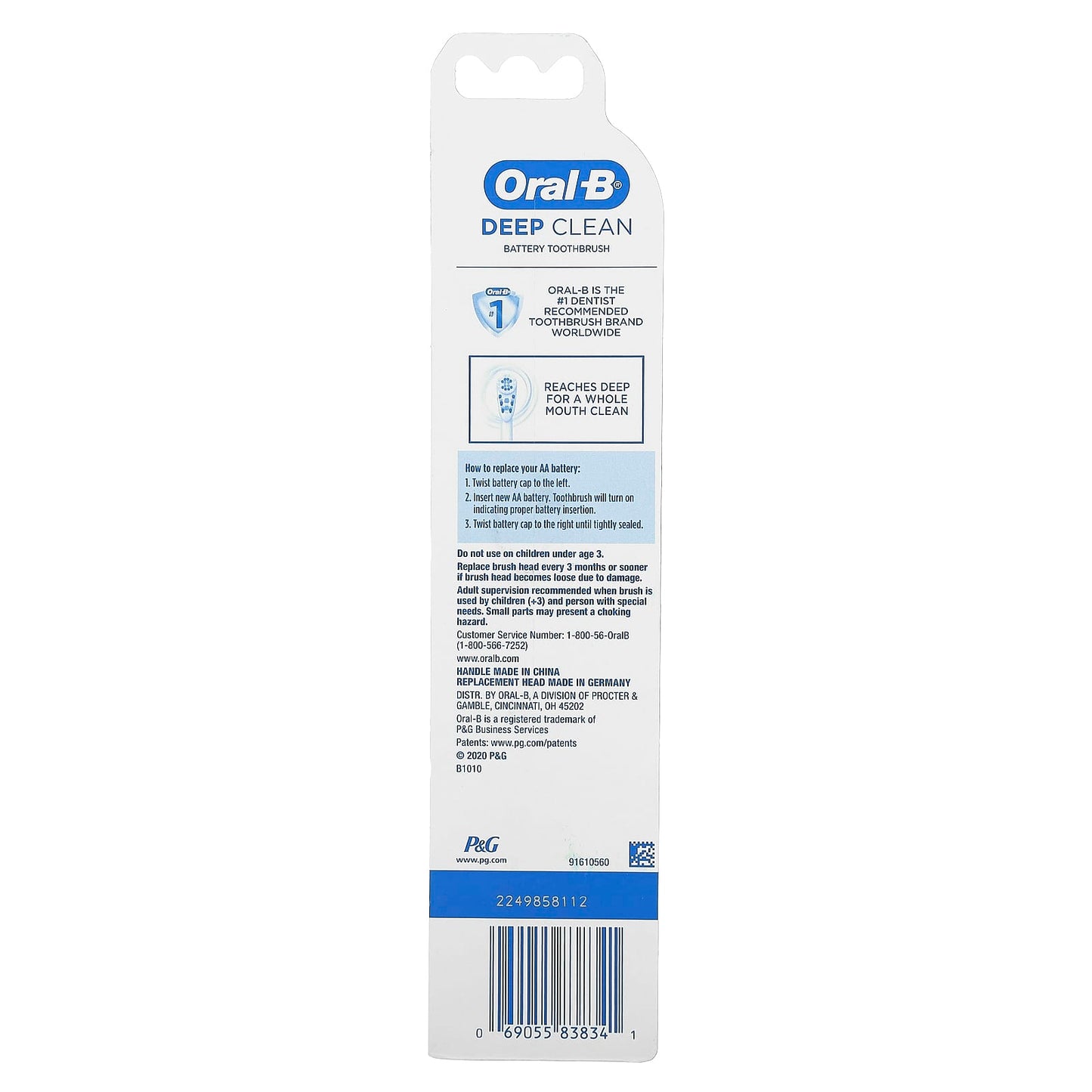 Oral-B, Deep Clean, Power Toothbrush, 1 Battery Powered Toothbrush - Image 2