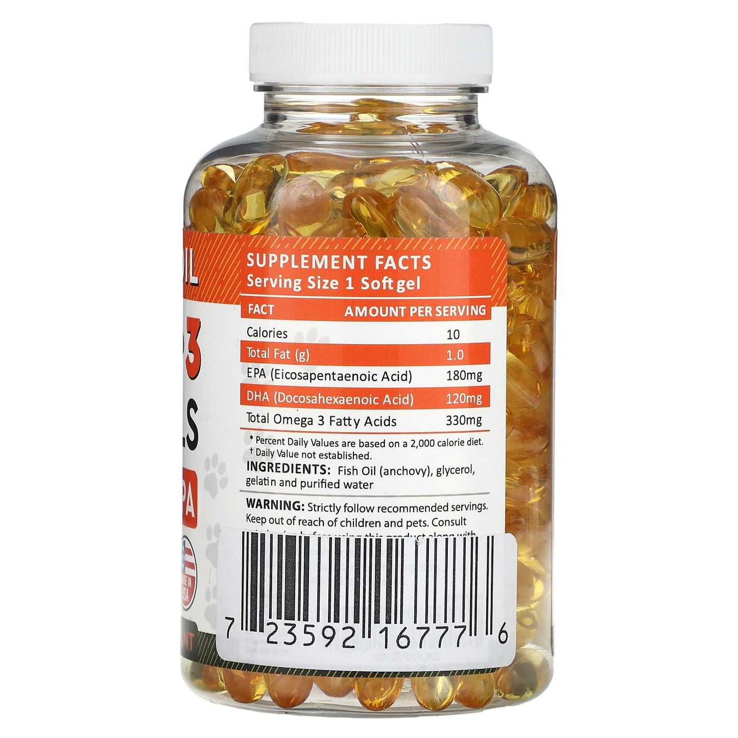 StrellaLab, Pure Fish Oil, Omega-3 Softgels, For Dogs, 180 Softgels - Image 2