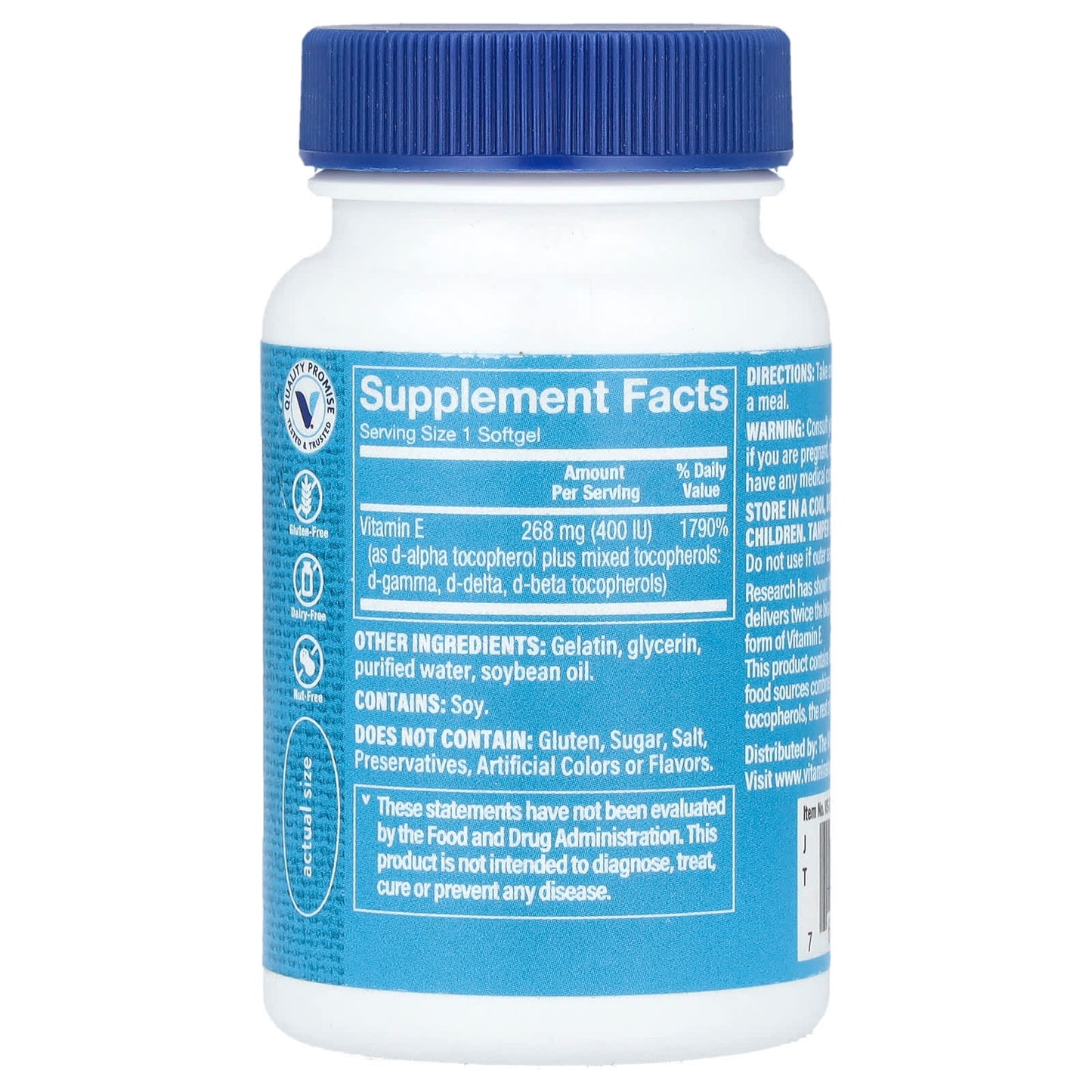 The Vitamin Shoppe, Vitamin E, 268 mg (400 IU), 60 Softgels - Image 2