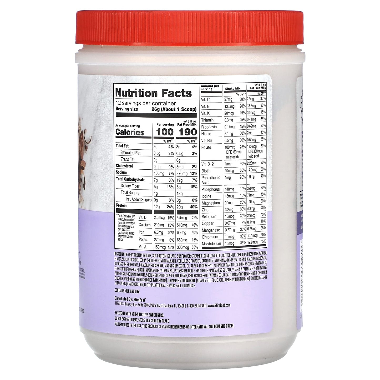 SlimFast, High Protein, Meal Replacement Smoothie Mix, Creamy Chocolate, 11 oz (312 g) - Image 2