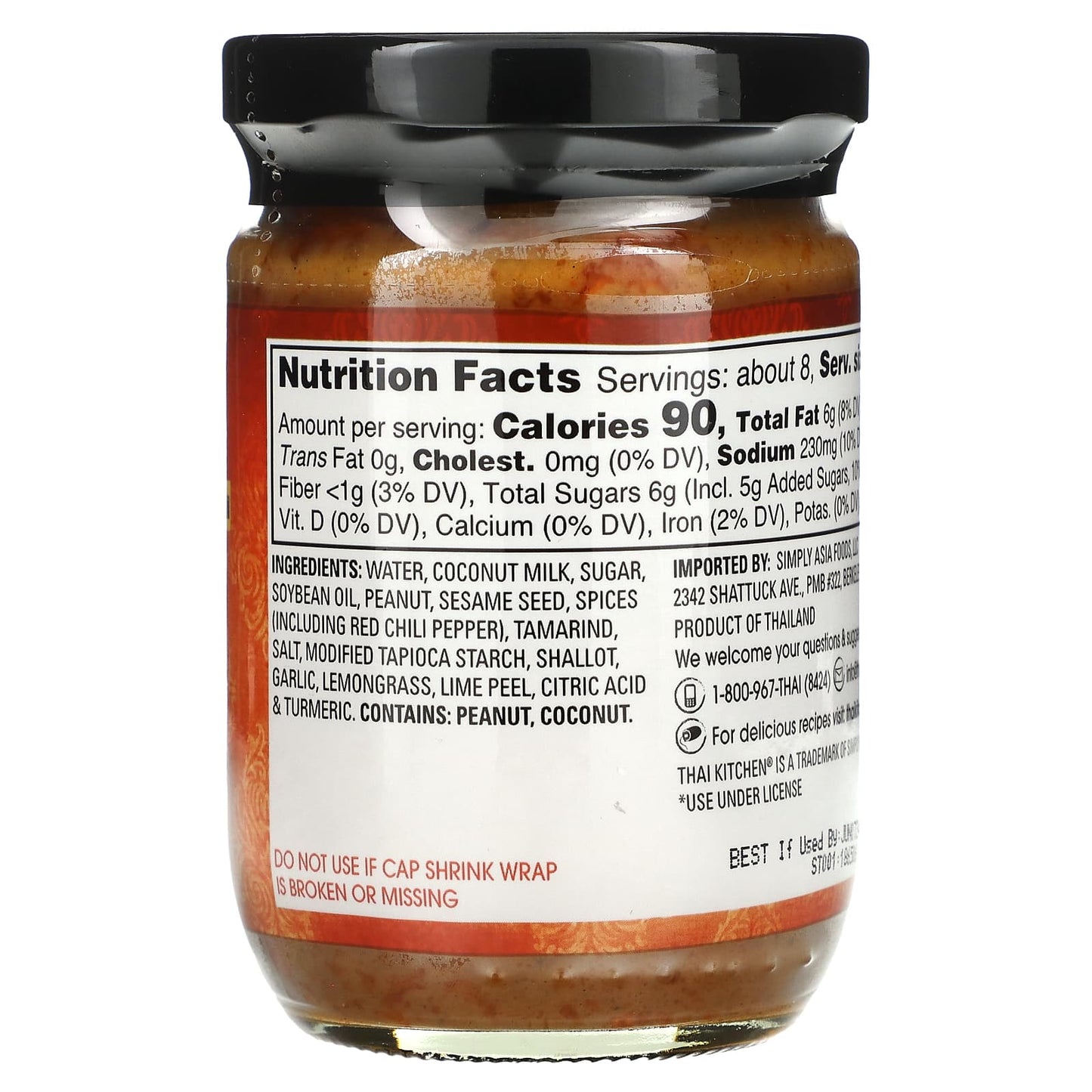 Thai Kitchen, Peanut Satay Sauce, Mild, 8 fl oz (236 ml) - Image 2