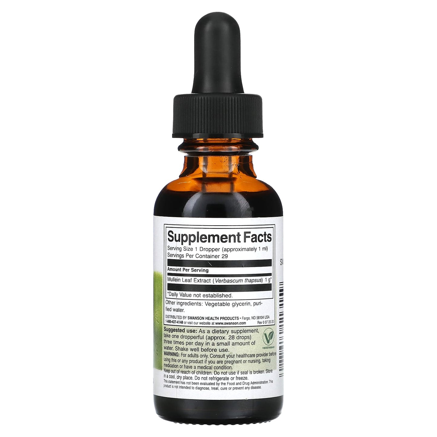 Swanson, Mullein Leaf Liquid Extract, Alcohol & Sugar Free, 1 fl oz (29.6 ml) (1,000 mg per Serving)