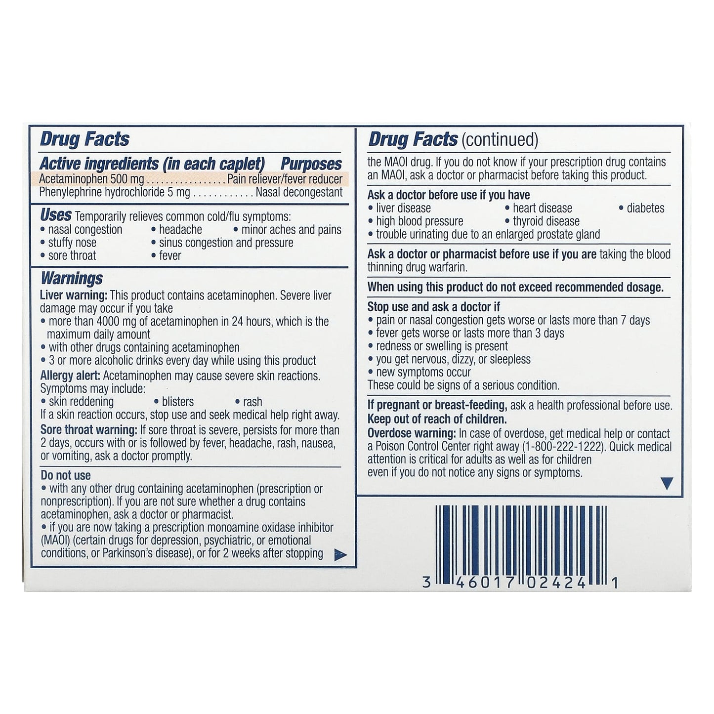 Contac Cold + Flu Day, Maximum Strength, 24 Caplets - Image 2