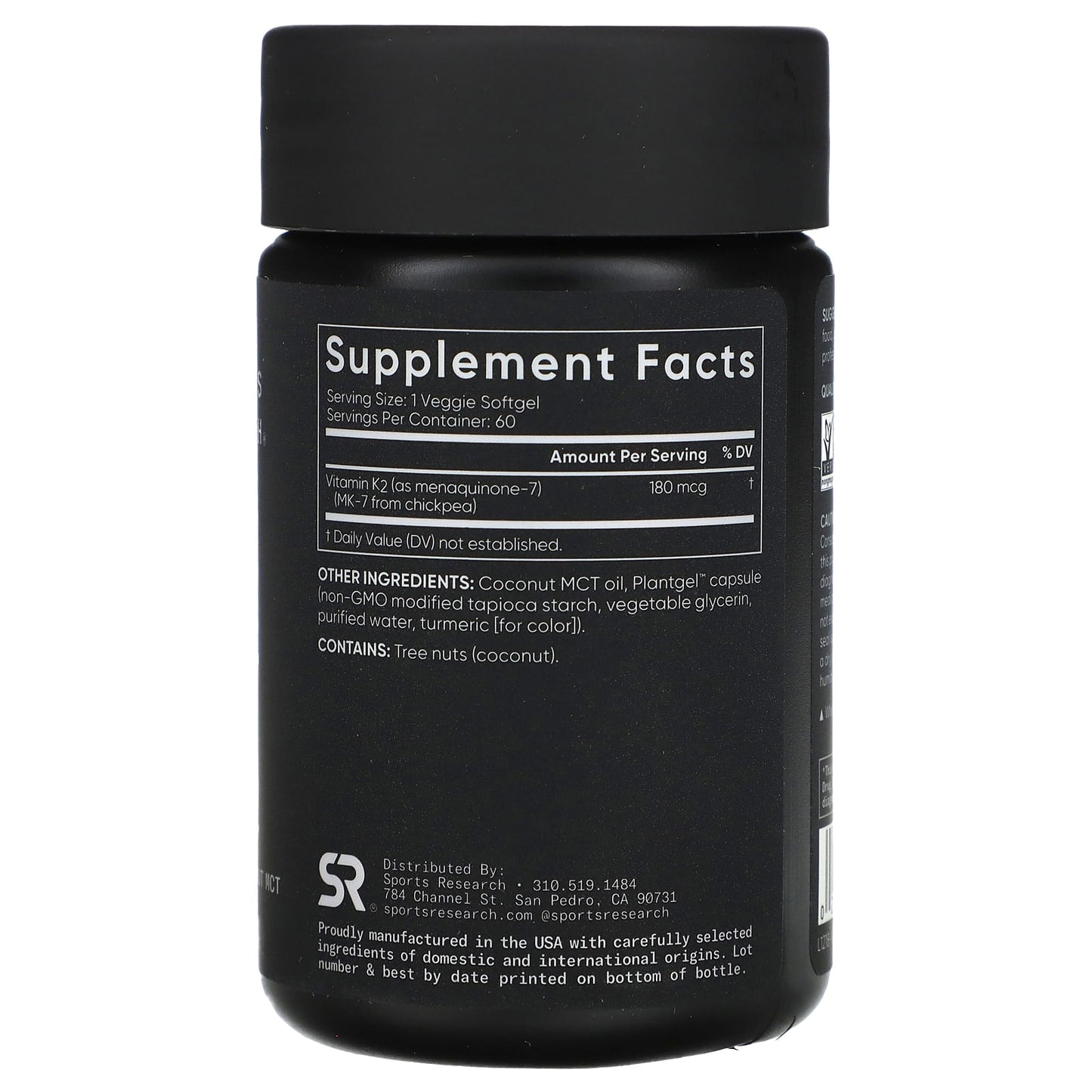 Sports Research, Vitamin K2, Extra Strength, 180 mcg, 60 Veggie Softgels - Image 2