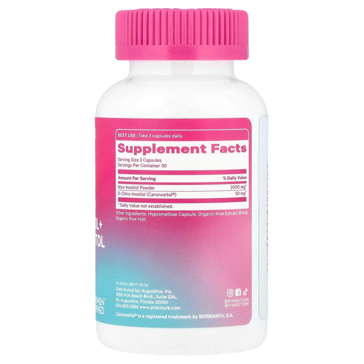 Pink Stork, 40:1 Ratio Myo-Inositol + D-Chiro-Inositol, 90 Capsules - Image 2